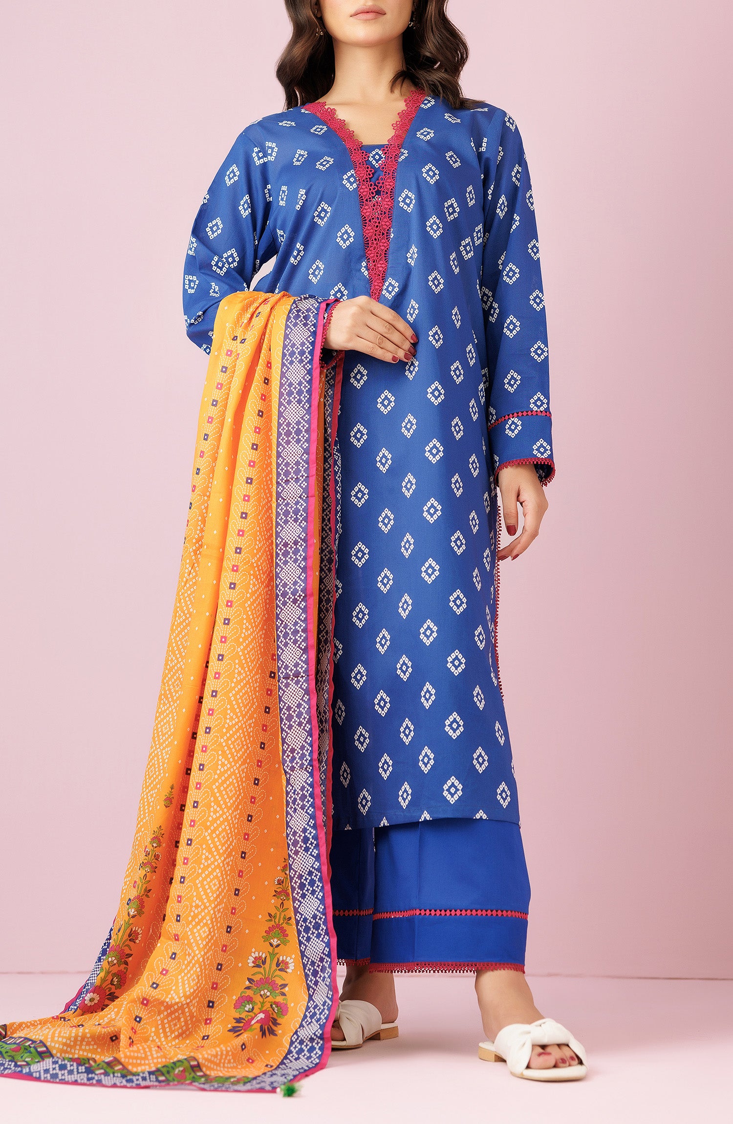 OTL-24-184/U BLUE LAWN Women UNSTITCHED SHIRT DUPATTA PANTS