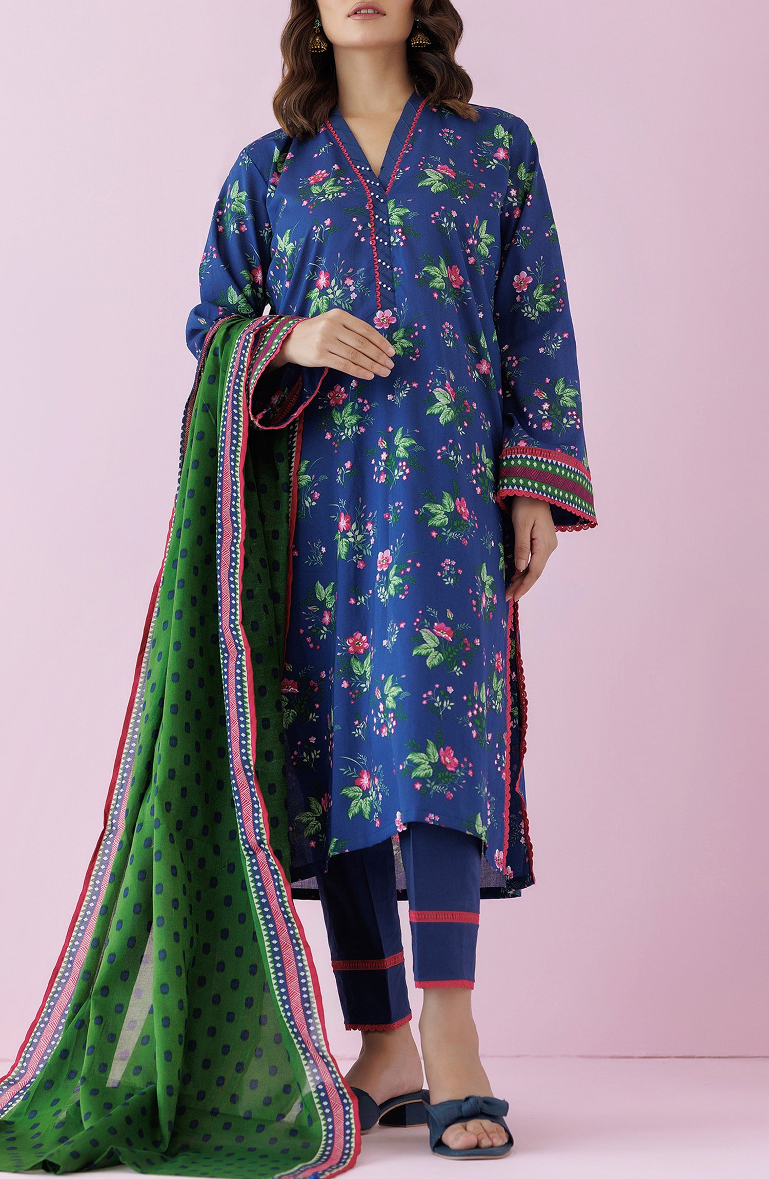 OTL-24-194/U BLUE LAWN Women UNSTITCHED SHIRT DUPATTA PANTS