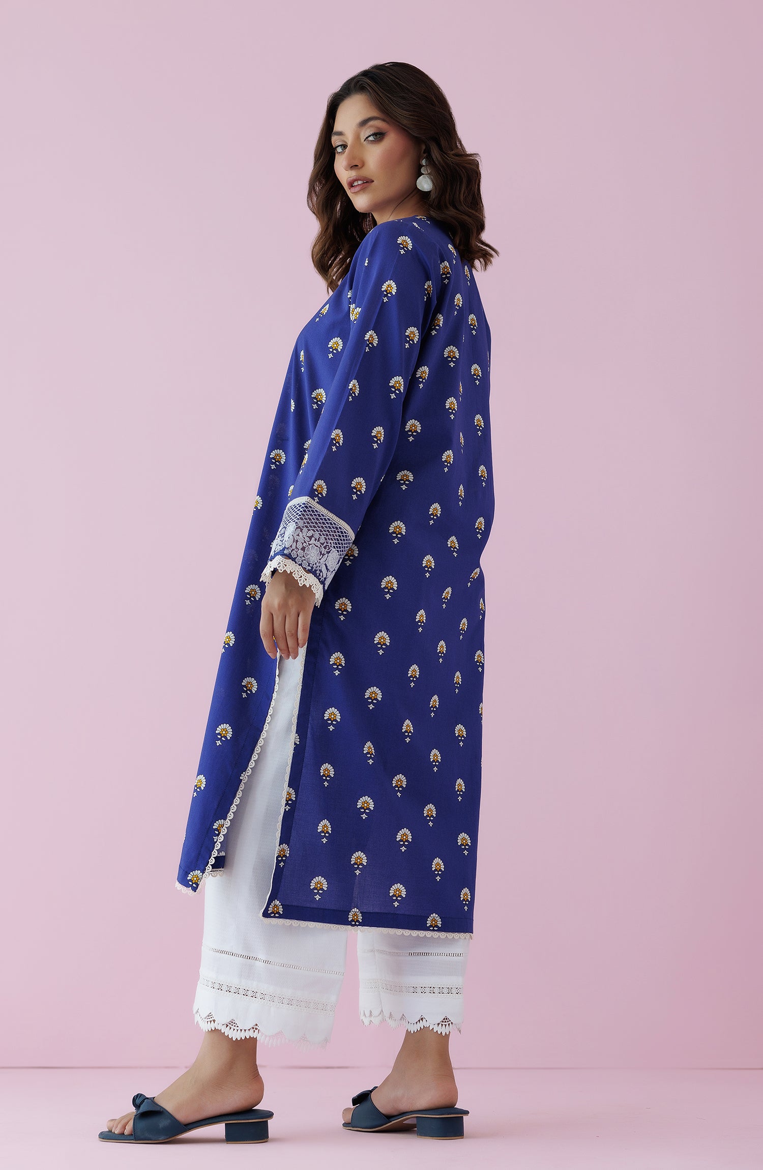 Unstitched 1 Piece Embroidered Lawn Shirt  (HCS-24-012/U BLUE)