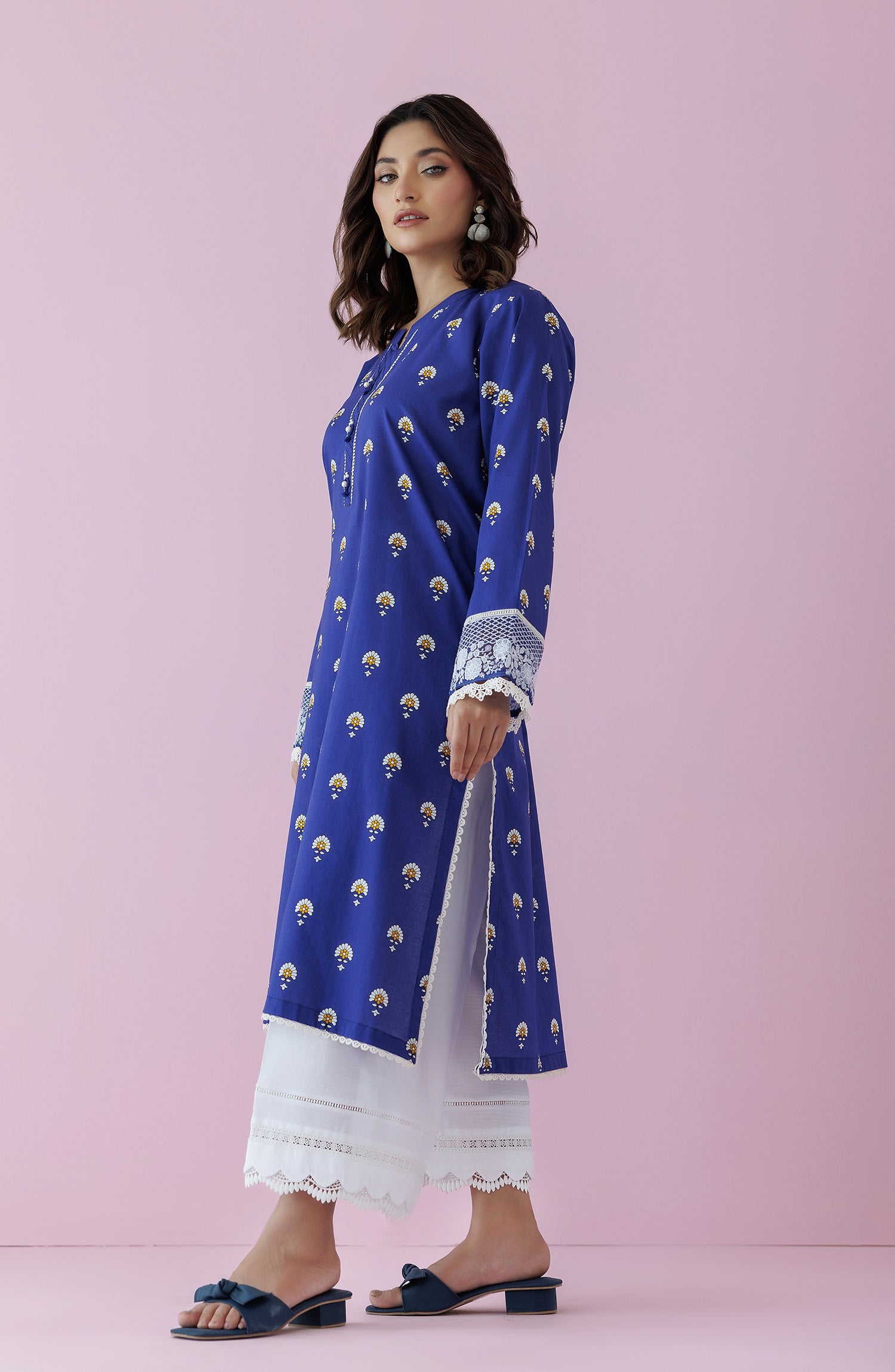 Unstitched 1 Piece Embroidered Lawn Shirt  (HCS-24-012/U BLUE)