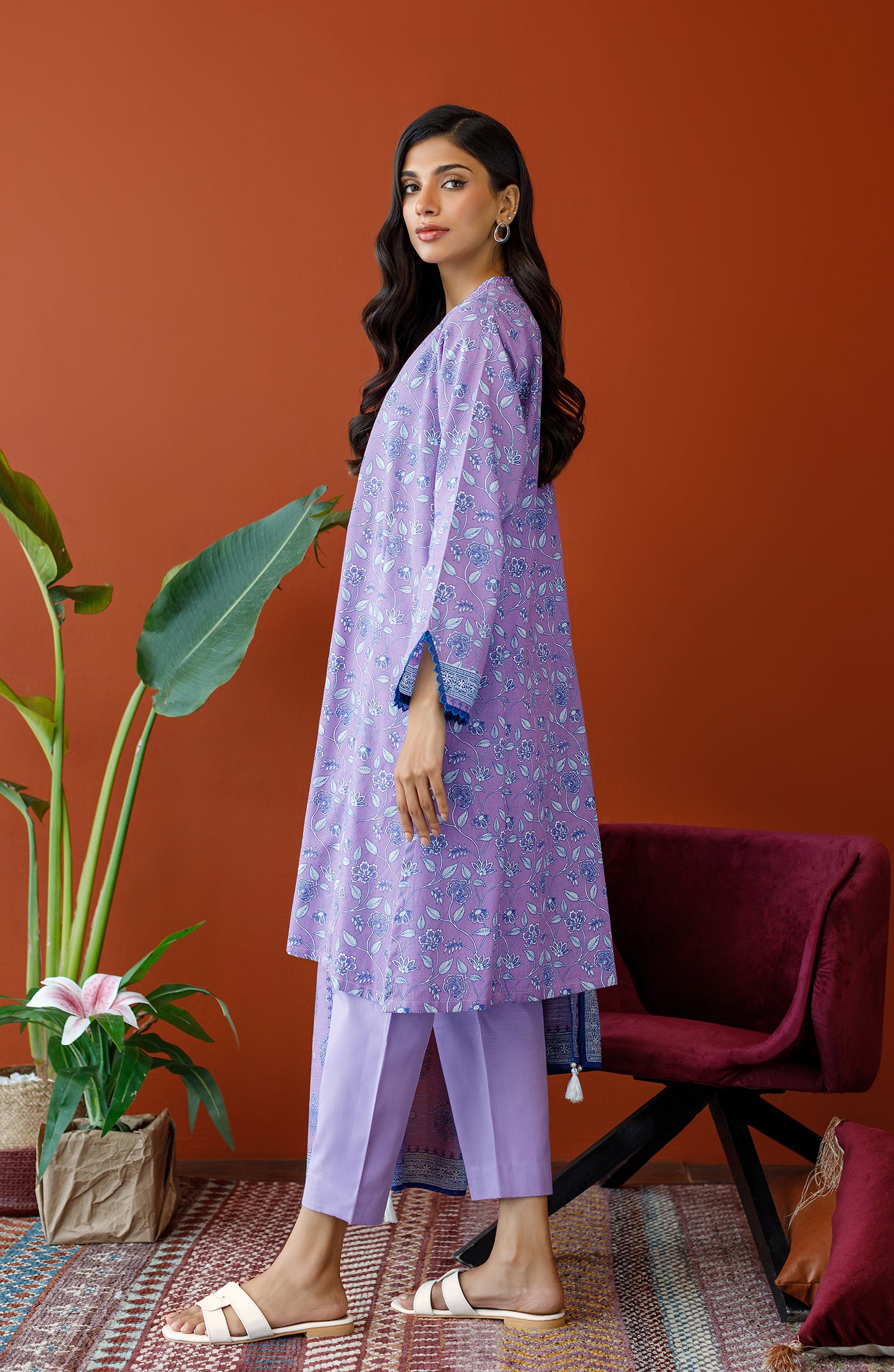 OTL-23-195/S LILAC KHADDAR Women READY TO WEAR SHIRT DUPATTA PANTS