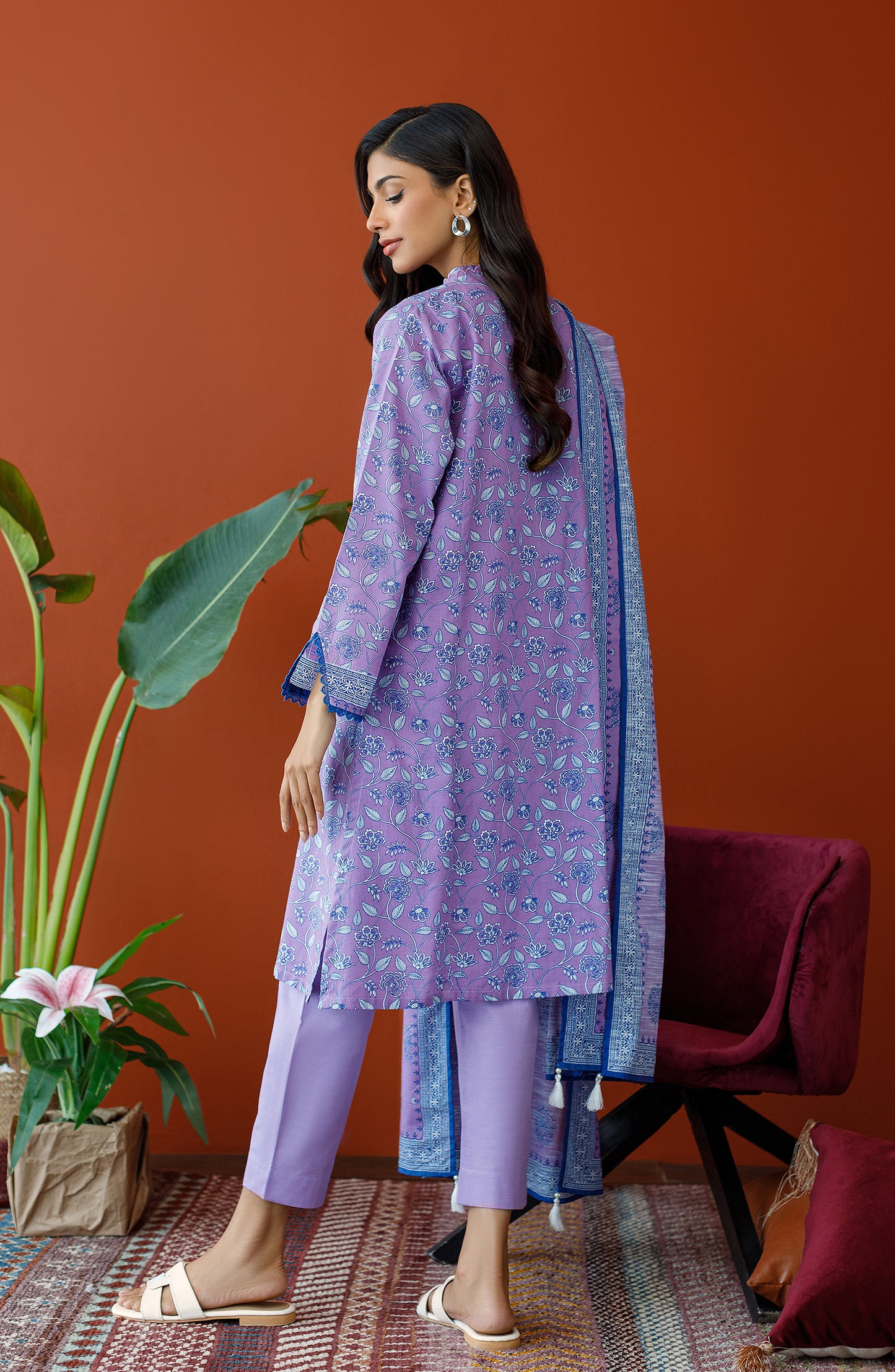 OTL-23-195/U LILAC KHADDAR Women UNSTITCHED SHIRT DUPATTA PANTS