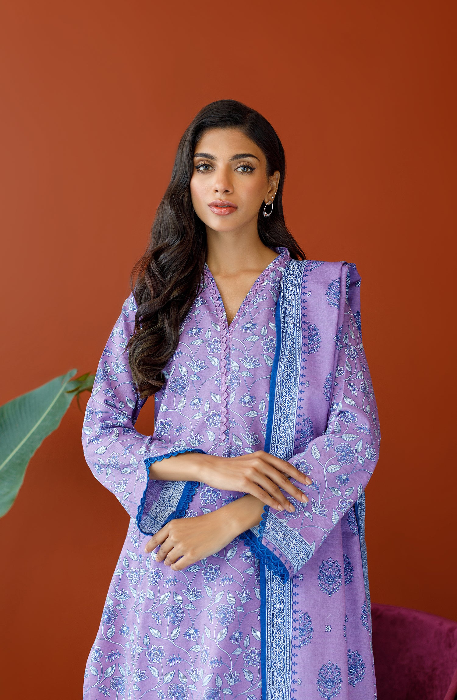 OTL-23-195/S LILAC KHADDAR Women READY TO WEAR SHIRT DUPATTA PANTS