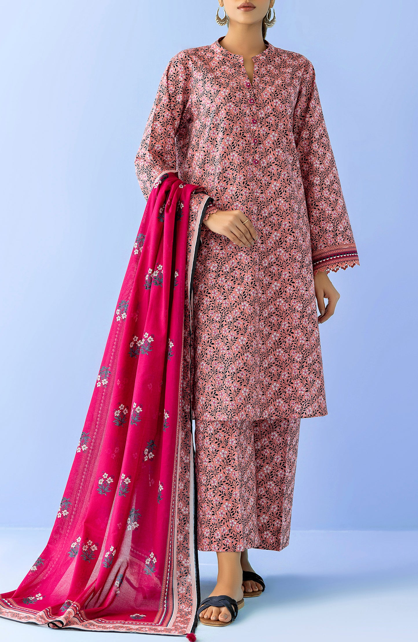 OTL-24-094/U PINK LAWN Women UNSTITCHED SHIRT DUPATTA PANTS