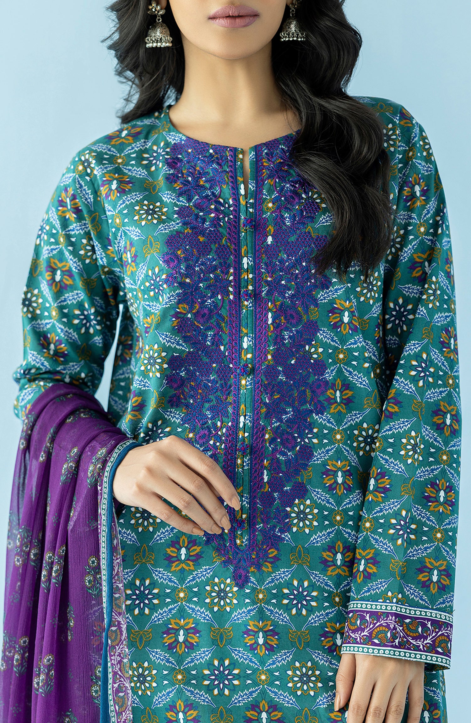 NRDS-24-011/U GREEN LAWN  UNSTITCHED SHIRT DUPATTA