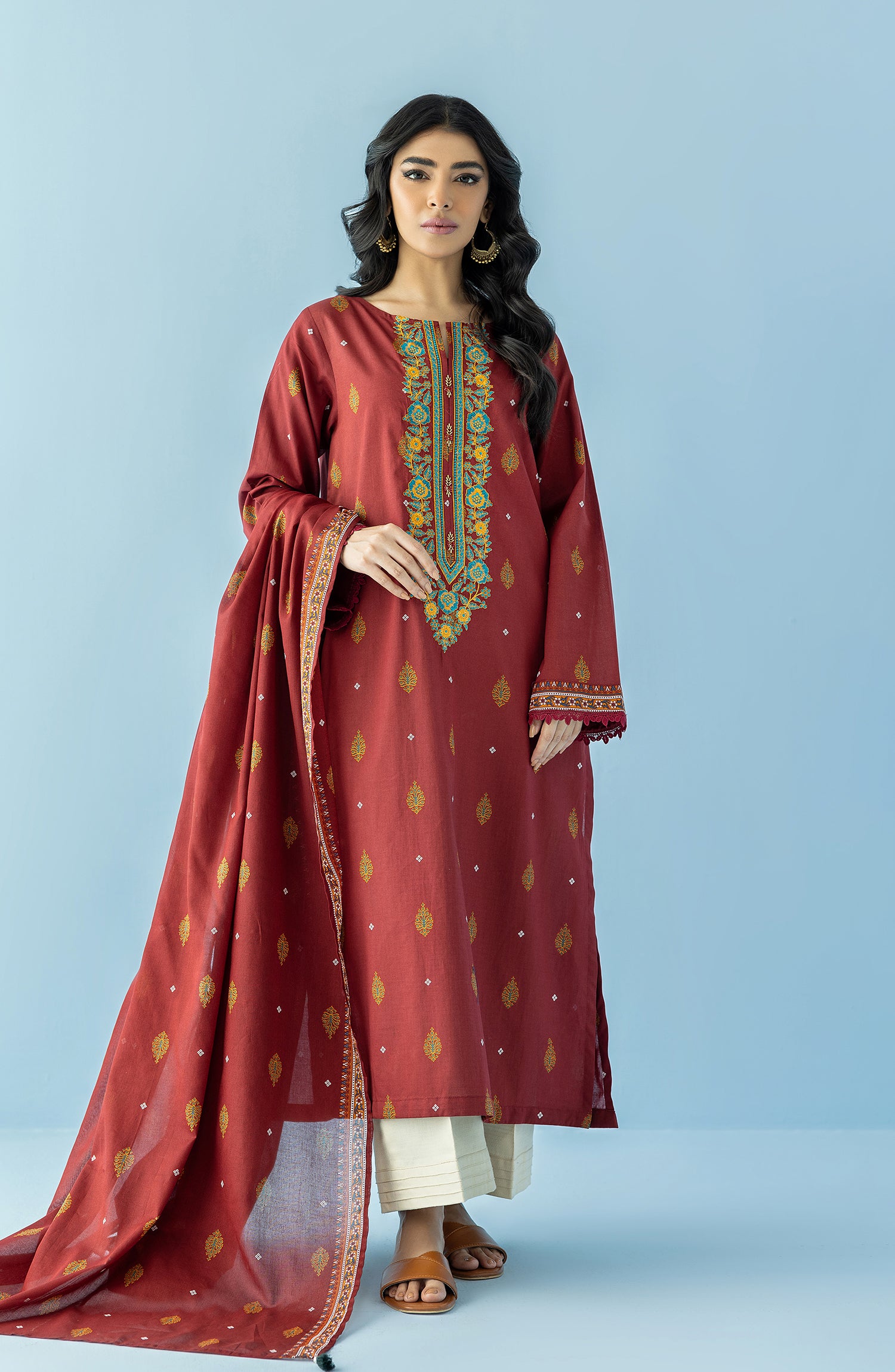 NRDS-24-028/U MAROON LAWN  UNSTITCHED SHIRT DUPATTA