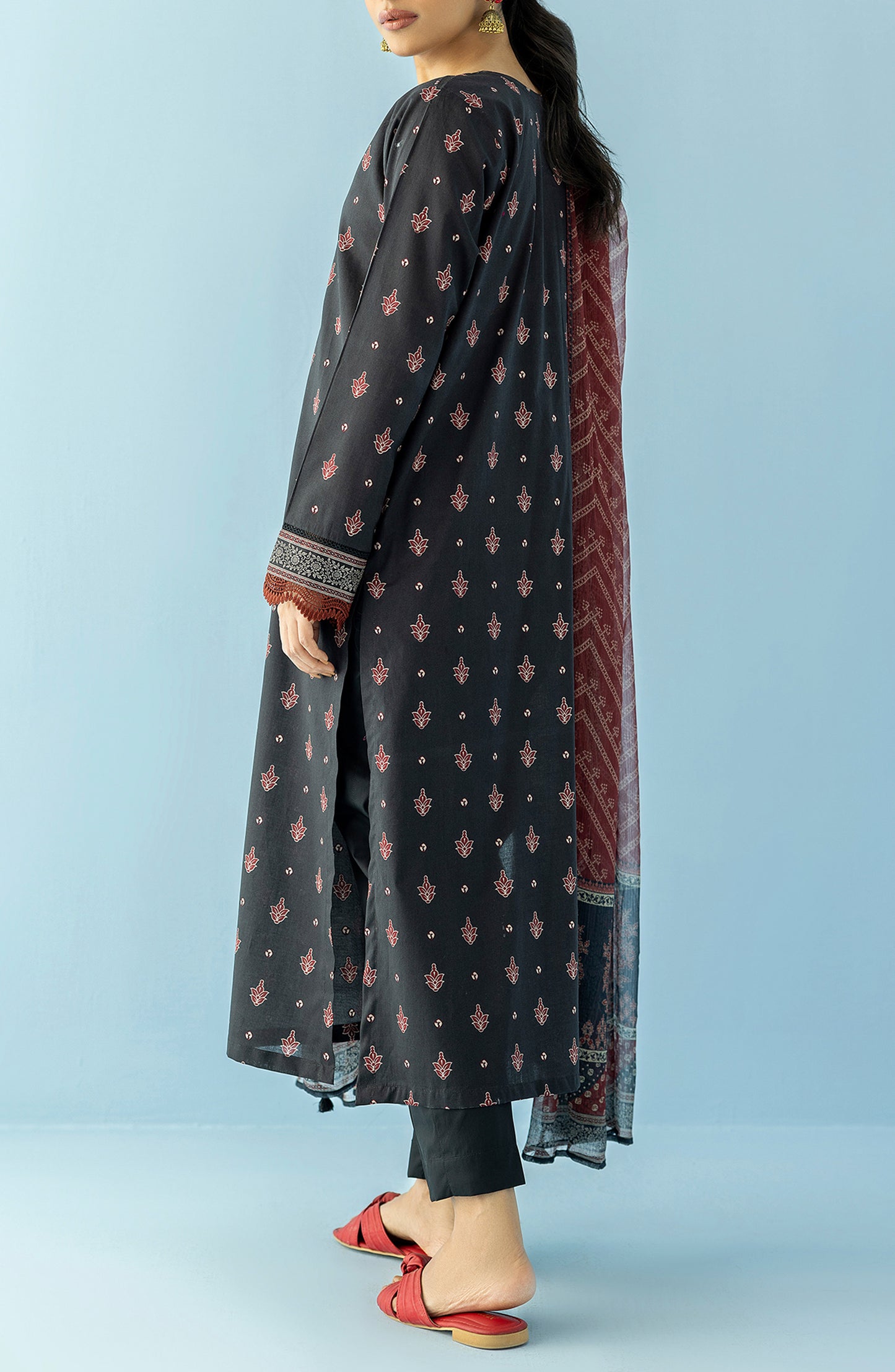 OTL-24-045/U BLACK LAWN Women UNSTITCHED SHIRT DUPATTA PANTS