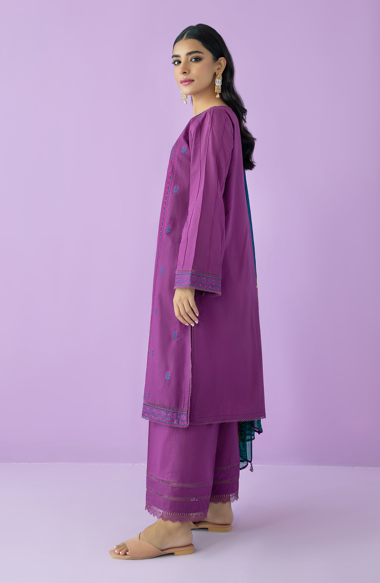 OTL-23-207/U PURPLE LAWN  UNSTITCHED SHIRT DUPATTA PANTS