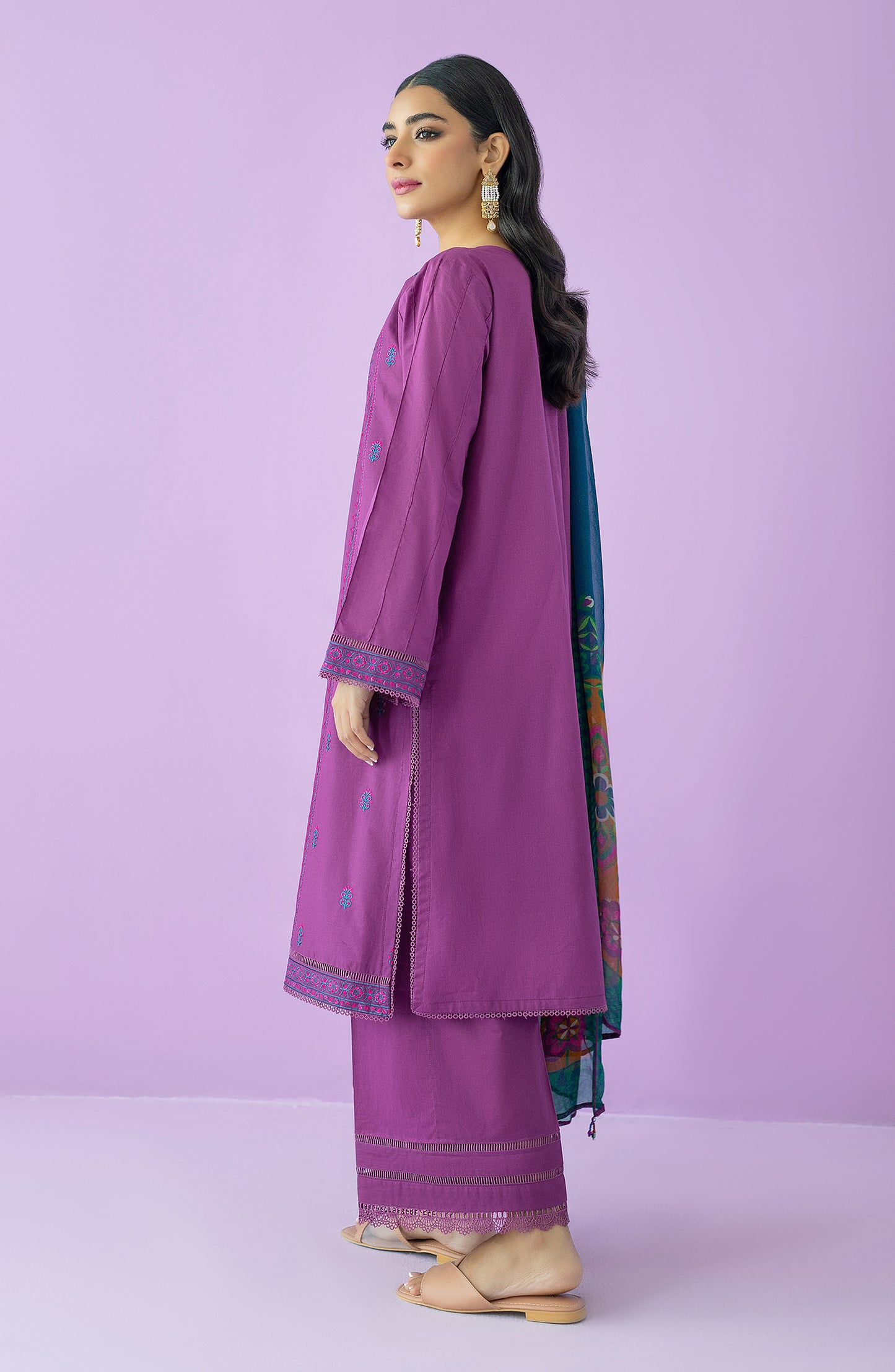 OTL-23-207/U PURPLE LAWN  UNSTITCHED SHIRT DUPATTA PANTS