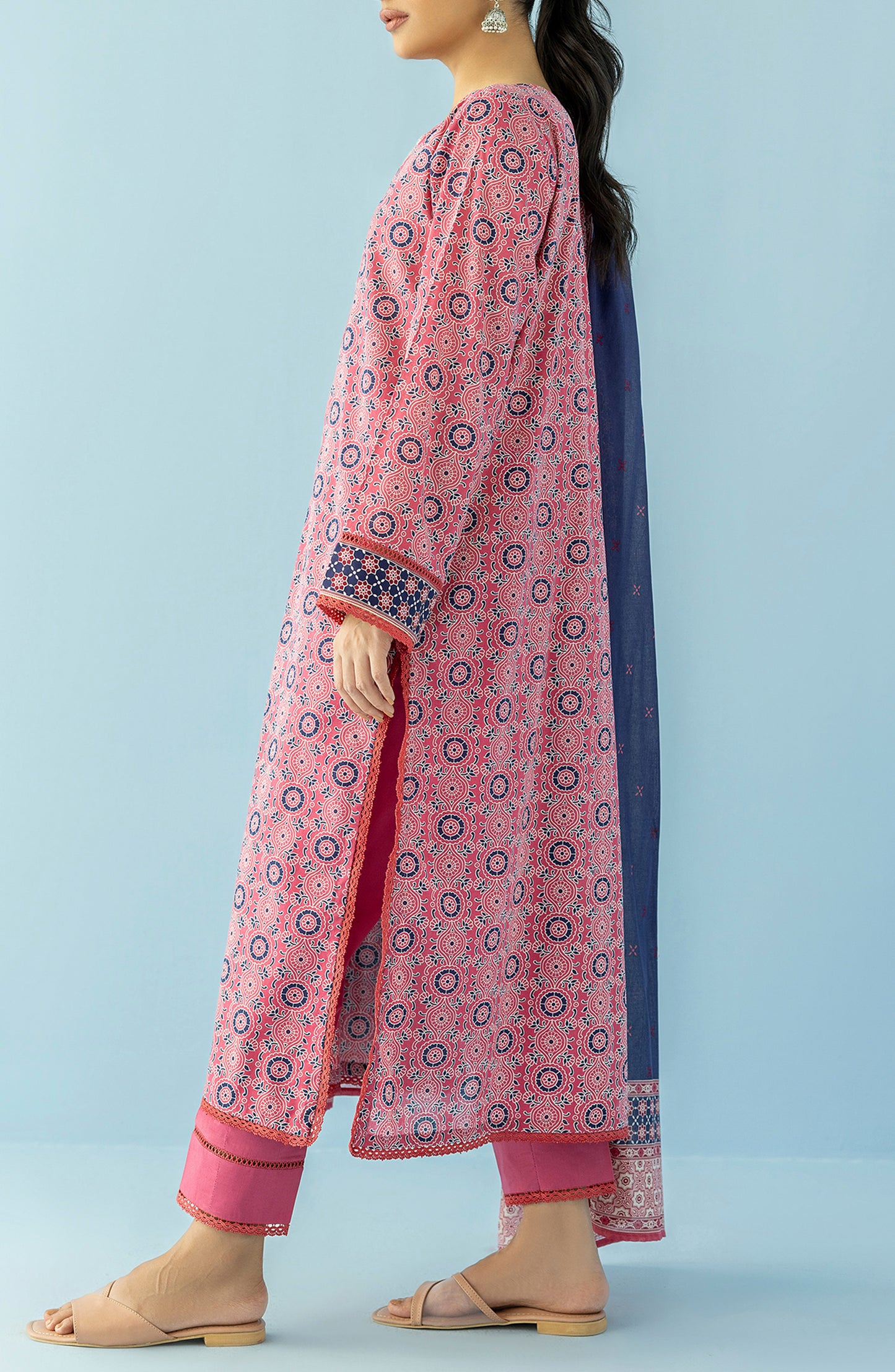 OTL-24-020/U RED LAWN Women UNSTITCHED SHIRT DUPATTA PANTS