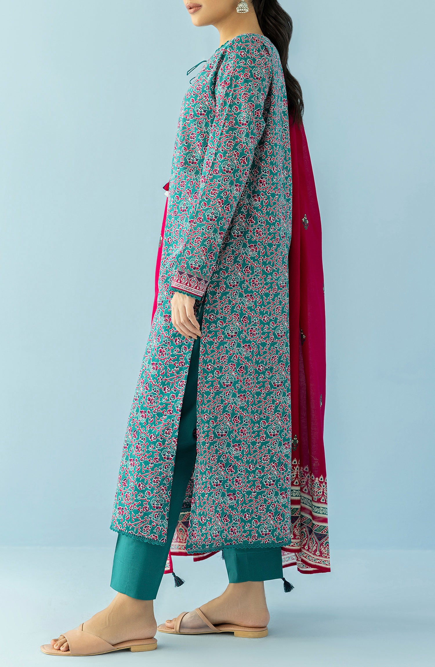 OTL-24-012/U TEAL LAWN Women UNSTITCHED SHIRT DUPATTA PANTS