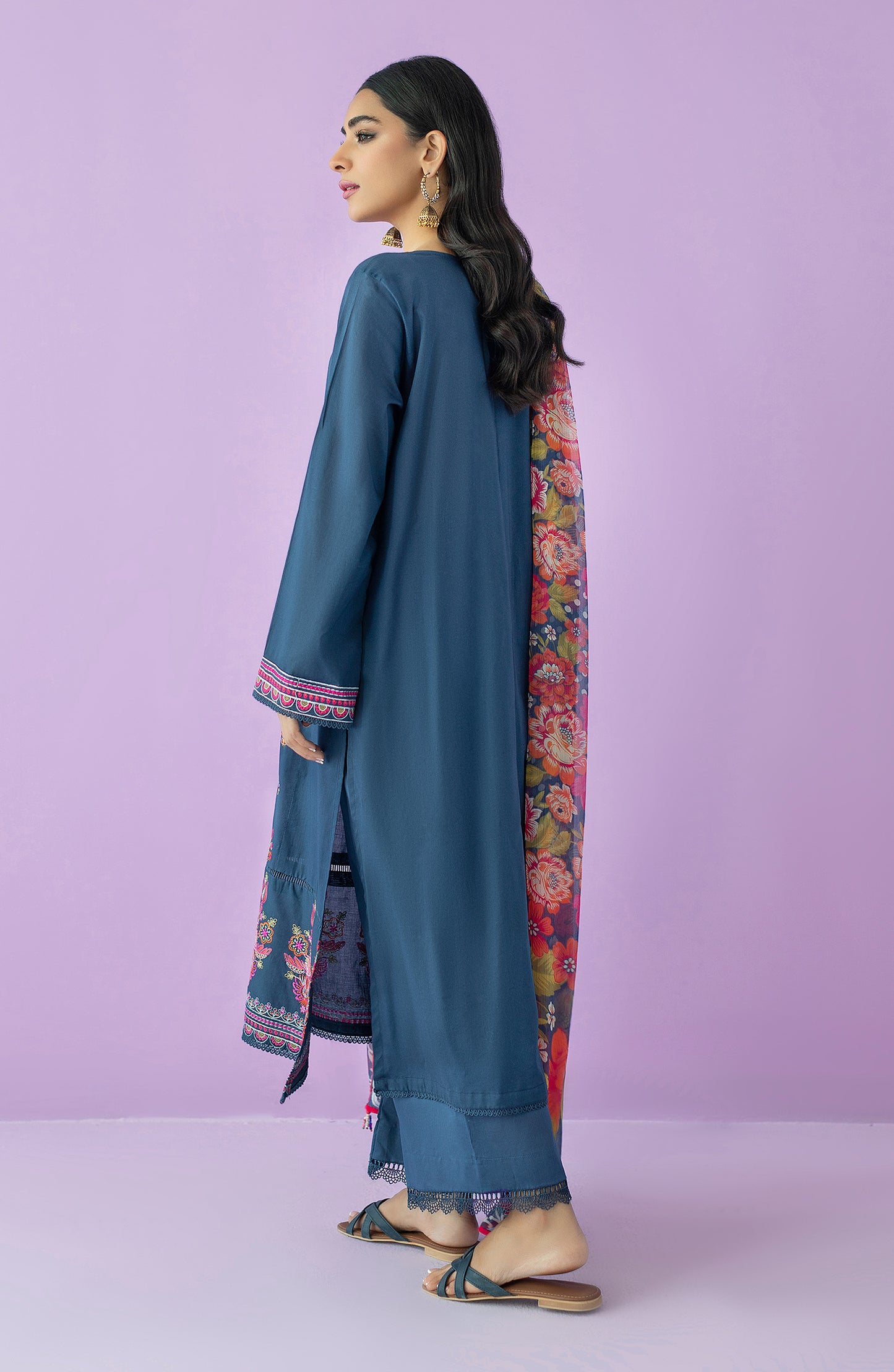 OTL-23-206/U BLUE LAWN  UNSTITCHED SHIRT DUPATTA PANTS