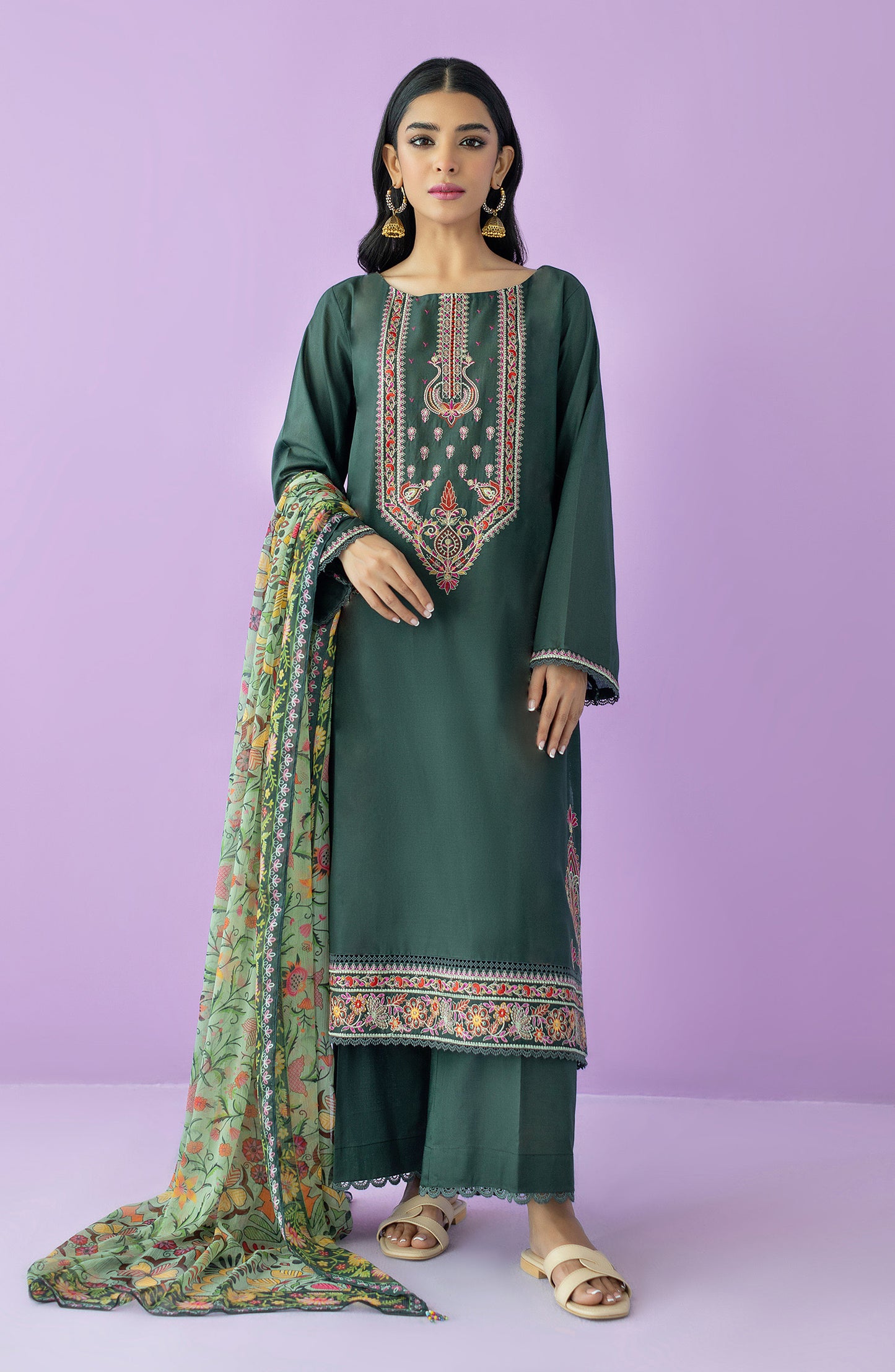 OTL-23-205/U GREEN LAWN  UNSTITCHED SHIRT DUPATTA PANTS