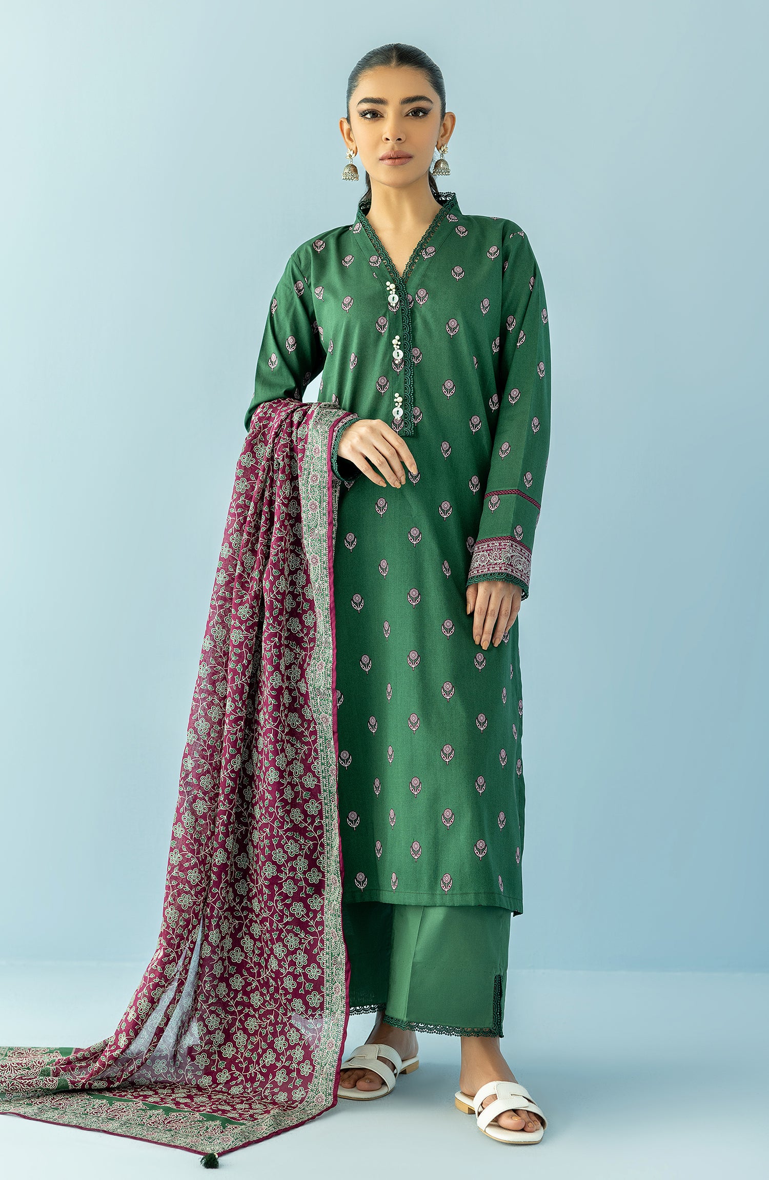 OTL-24-077/U GREEN LAWN Women UNSTITCHED SHIRT DUPATTA PANTS