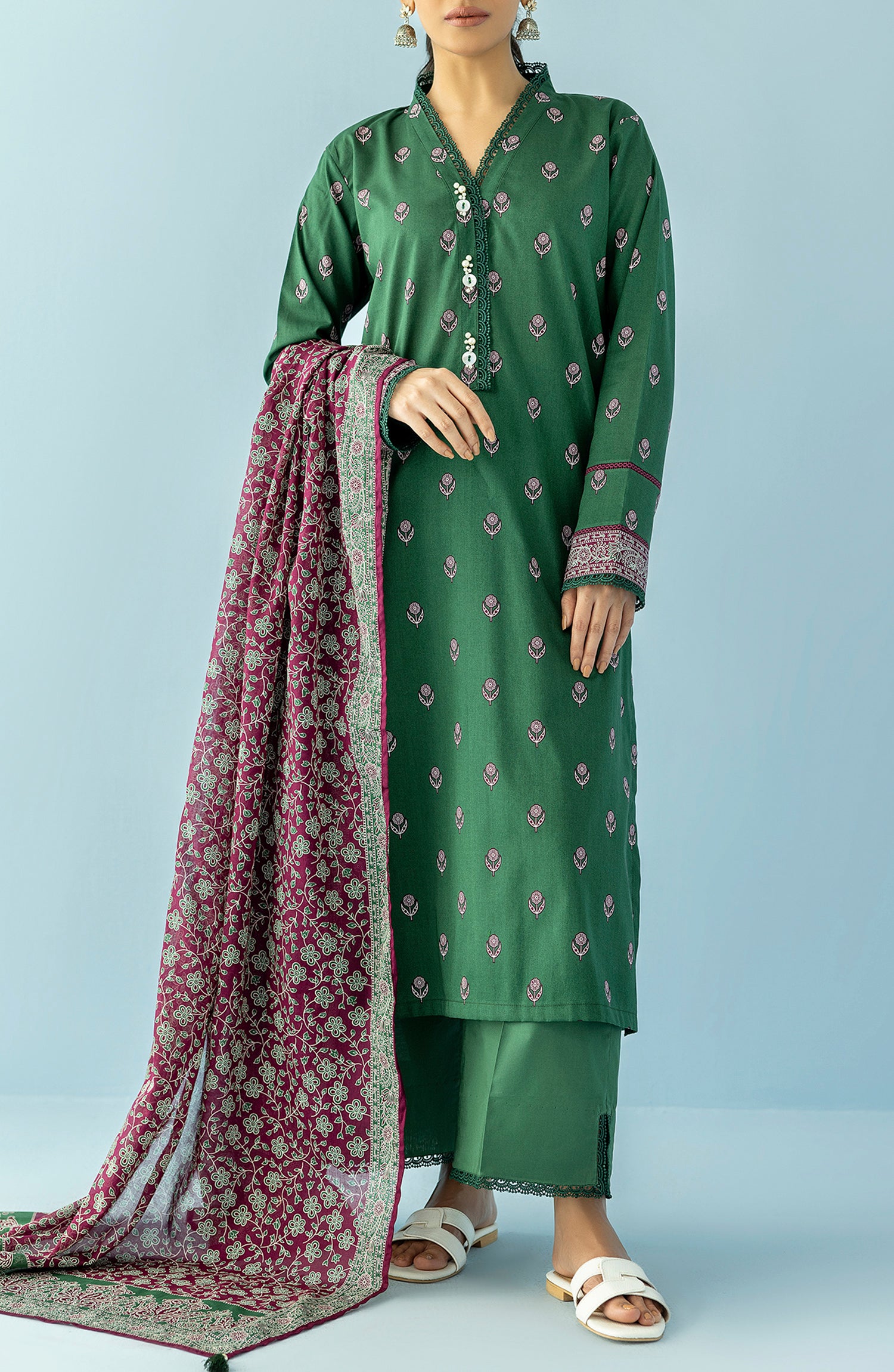 OTL-24-077/U GREEN LAWN Women UNSTITCHED SHIRT DUPATTA PANTS