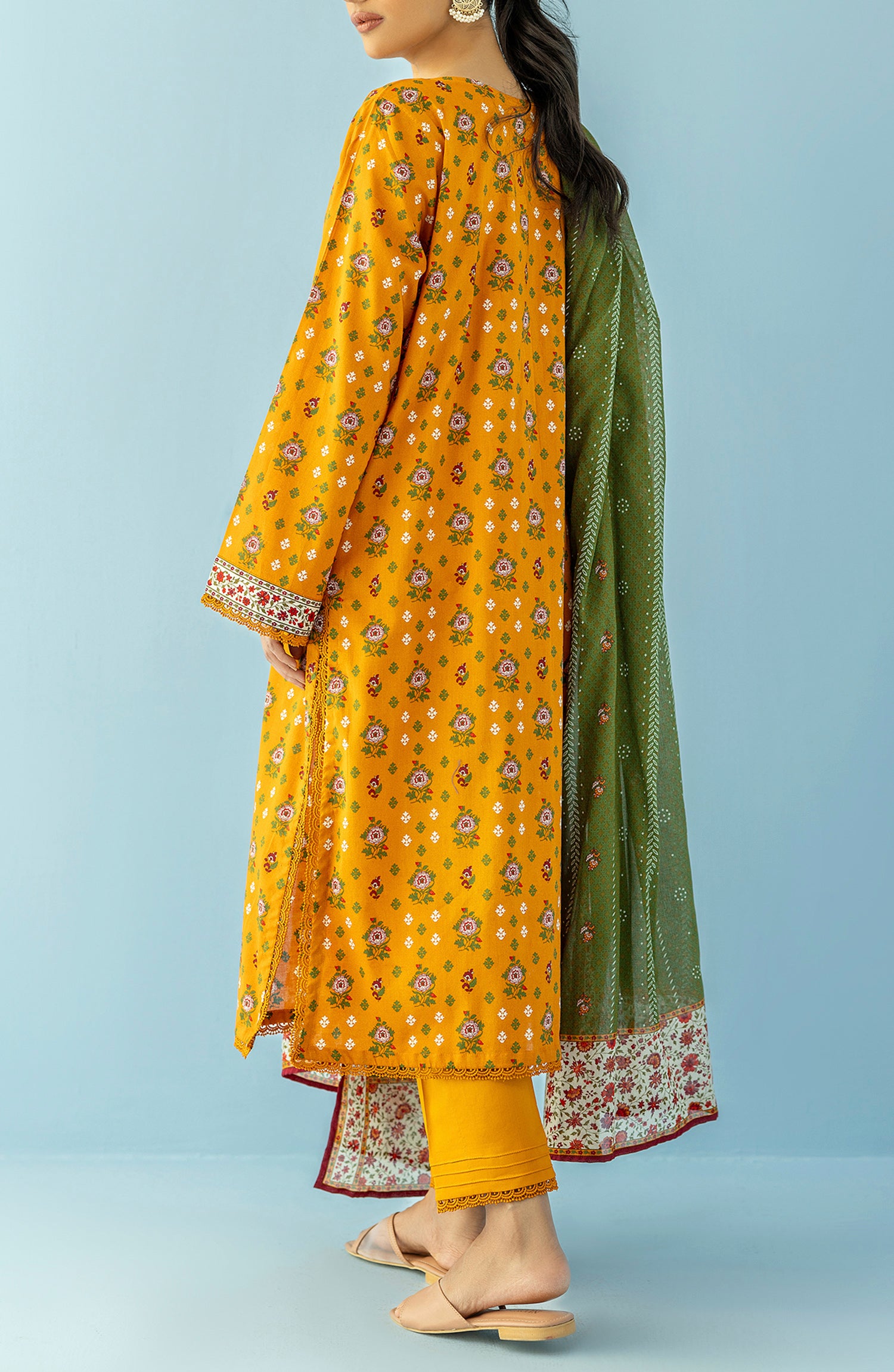 OTL-24-095/U OCHRE LAWN Women UNSTITCHED SHIRT DUPATTA PANTS