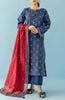 Stitched 3 Piece Printed Lawn Shirt , Cambric Pant and Lawn Dupatta (OTL-24-062/S BLUE)