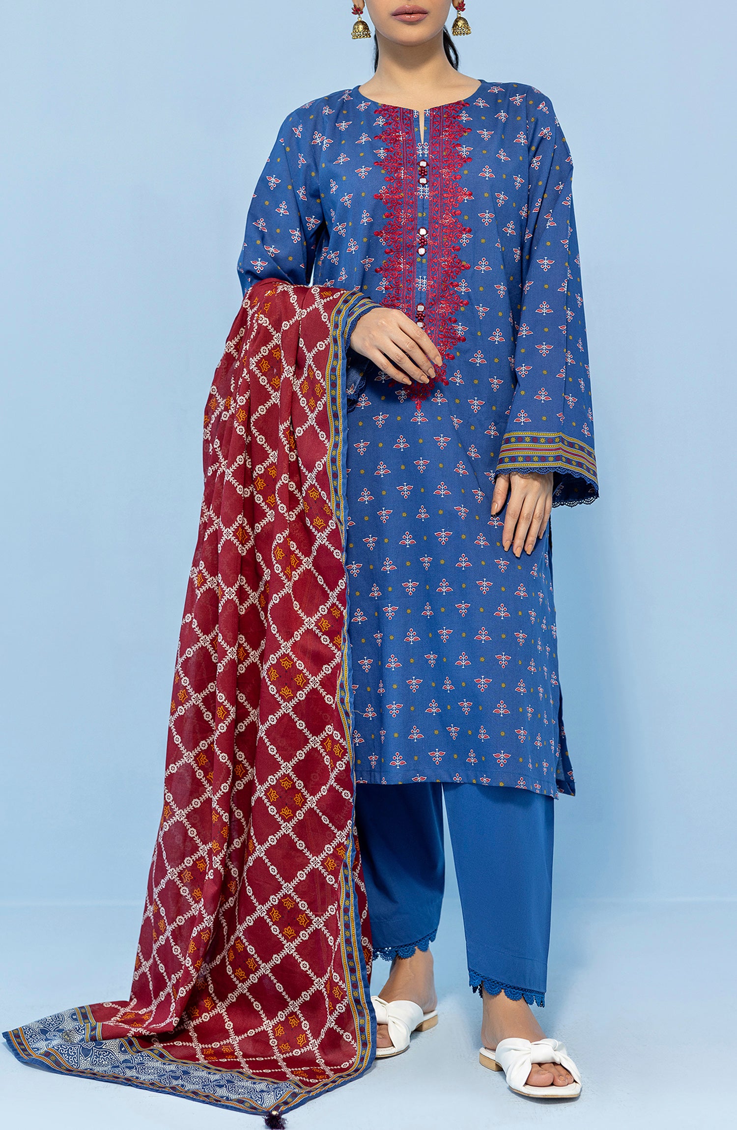 OTL-24-019/U BLUE LAWN Women UNSTITCHED SHIRT DUPATTA PANTS