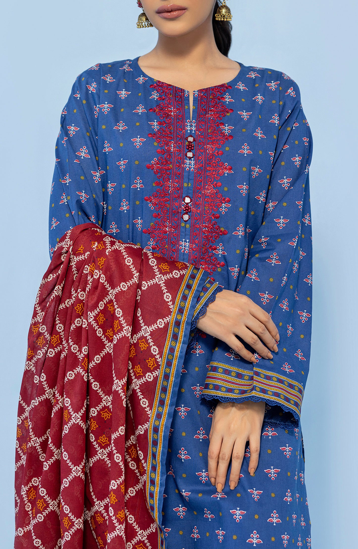 OTL-24-019/U BLUE LAWN Women UNSTITCHED SHIRT DUPATTA PANTS