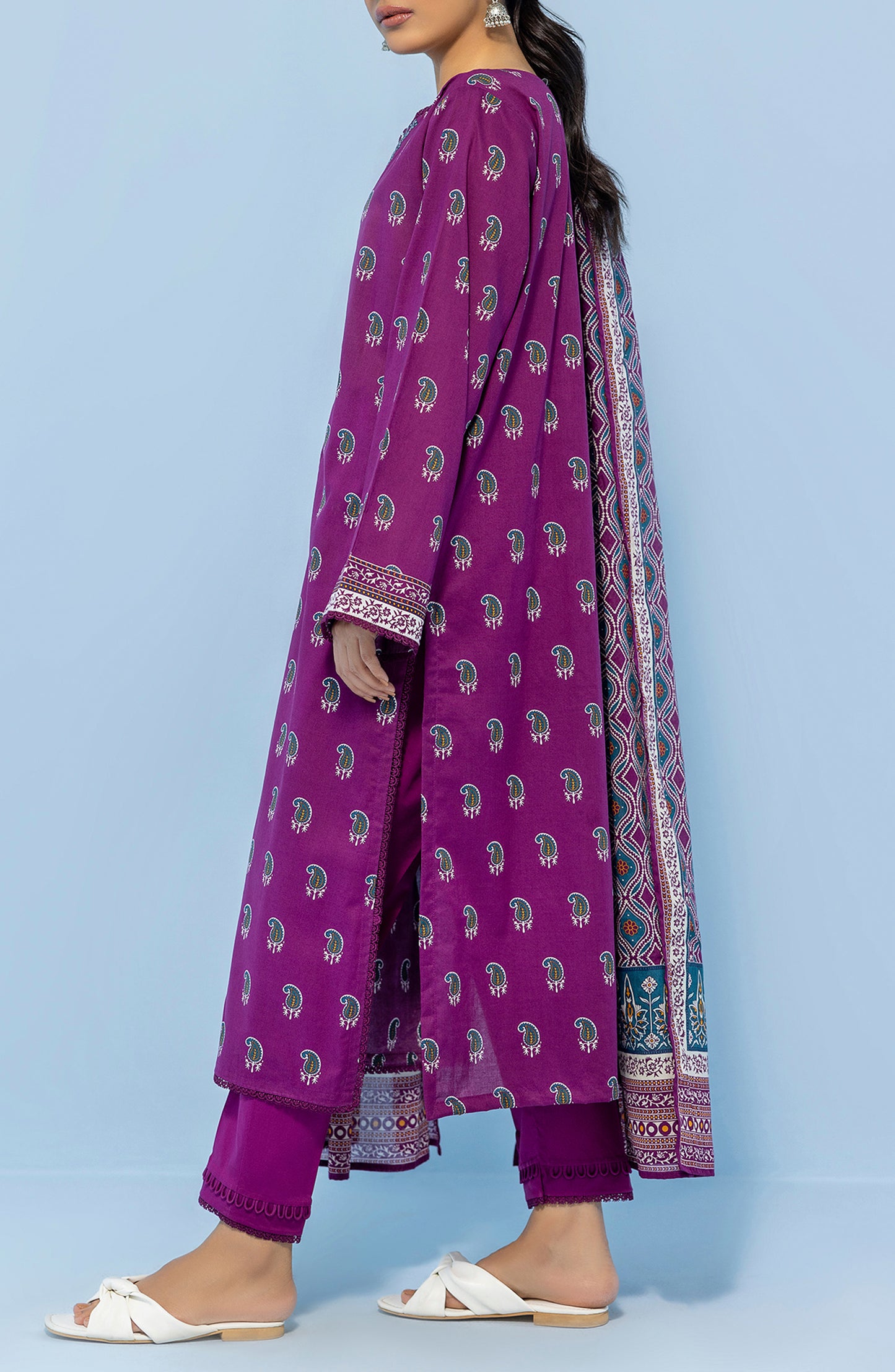 OTL-24-022/U MAGENTA LAWN Women UNSTITCHED SHIRT DUPATTA PANTS