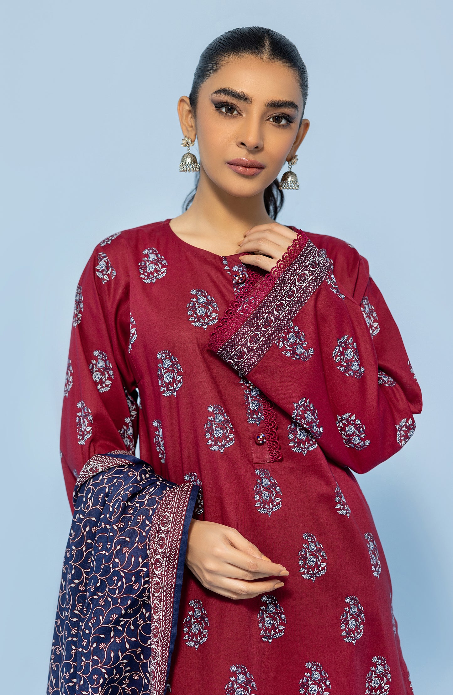 OTL-24-015/U MAROON LAWN Women UNSTITCHED SHIRT DUPATTA PANTS