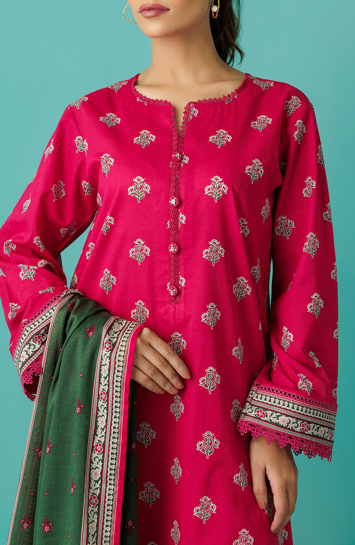 OTL-24-014/U PINK LAWN Women UNSTITCHED SHIRT DUPATTA PANTS