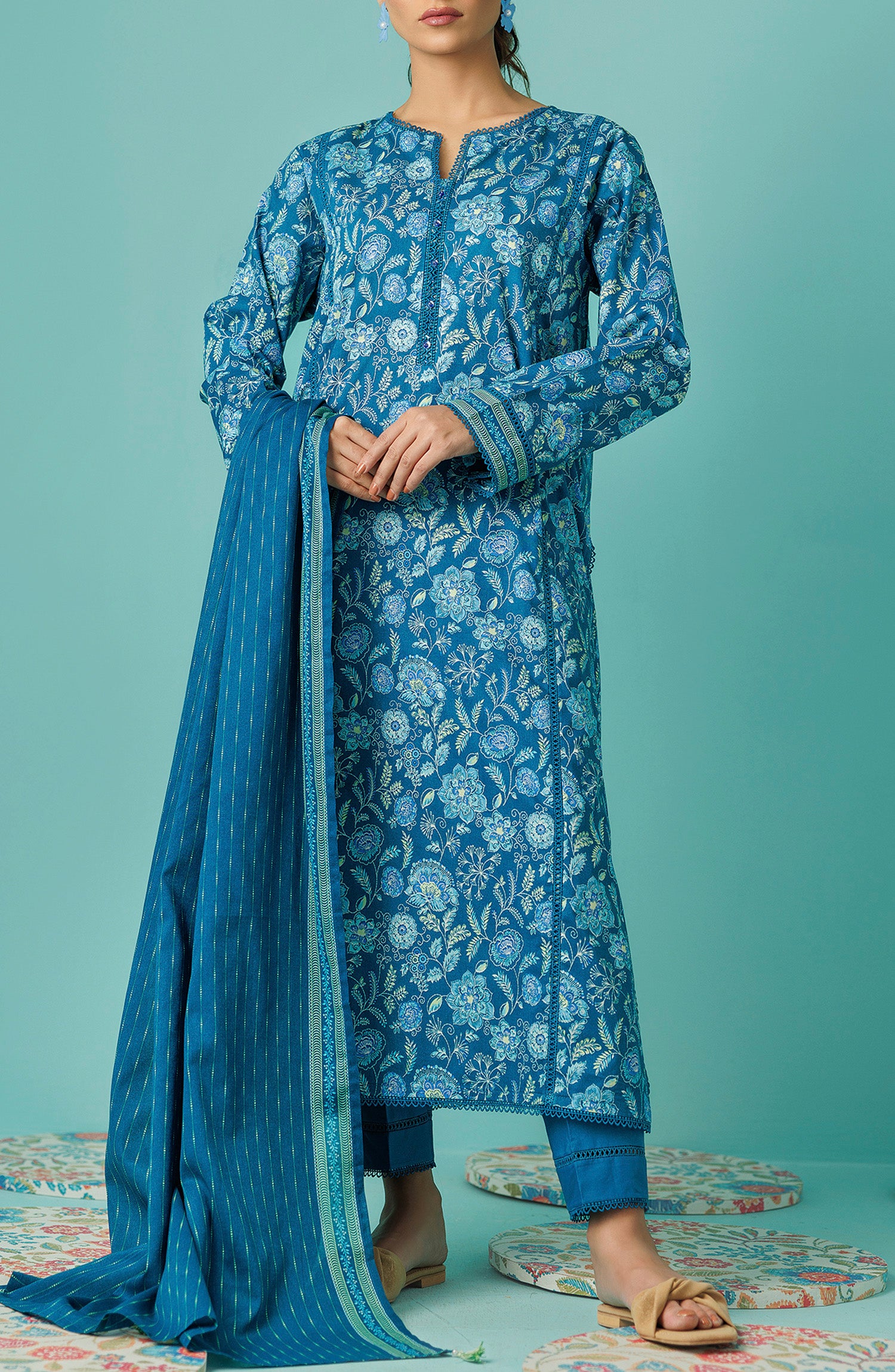 OTL-24-229/U BLUE LAWN Women UNSTITCHED SHIRT DUPATTA PANTS