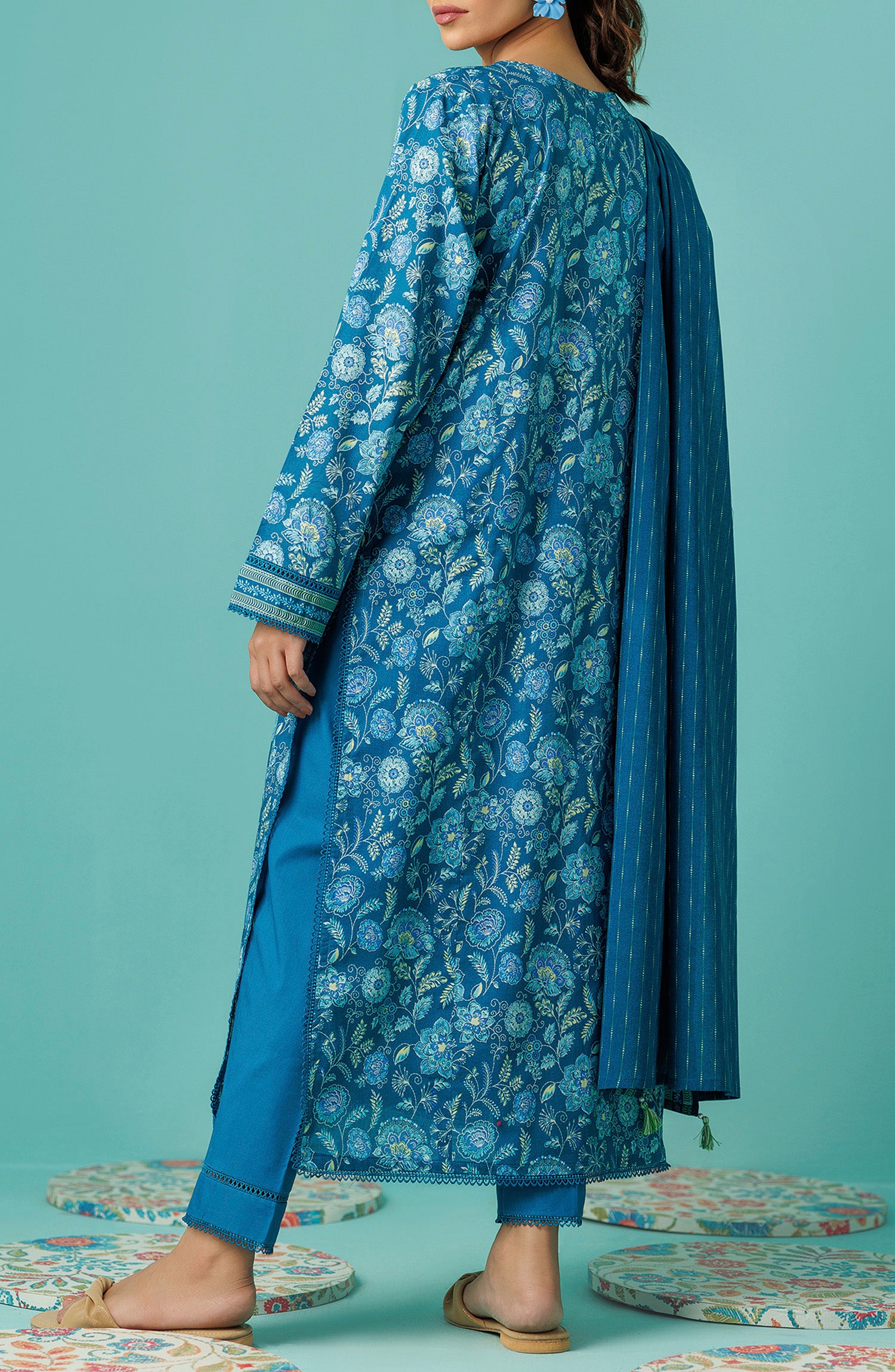 OTL-24-229/U BLUE LAWN Women UNSTITCHED SHIRT DUPATTA PANTS