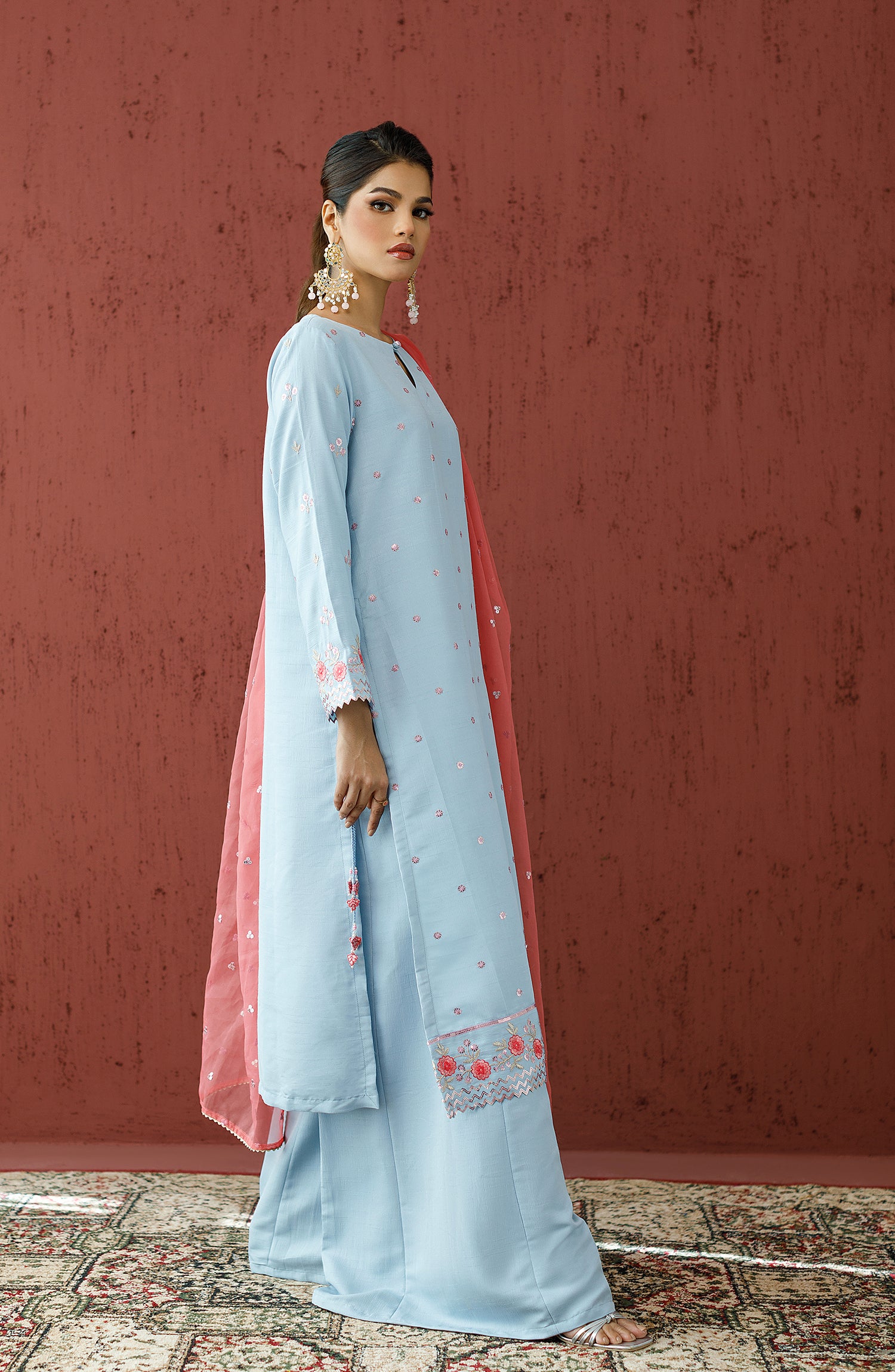 WRFR23W-3014 RAW SILK Women READY TO WEAR SHIRT DUPATTA PANTS