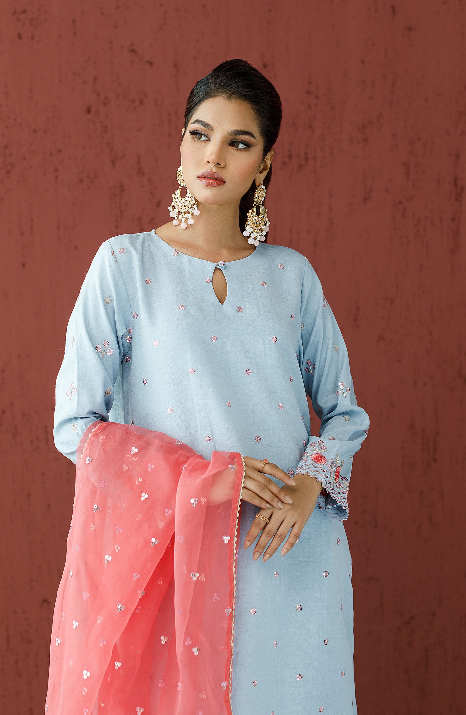 WRFR23W-3014 RAW SILK Women READY TO WEAR SHIRT DUPATTA PANTS