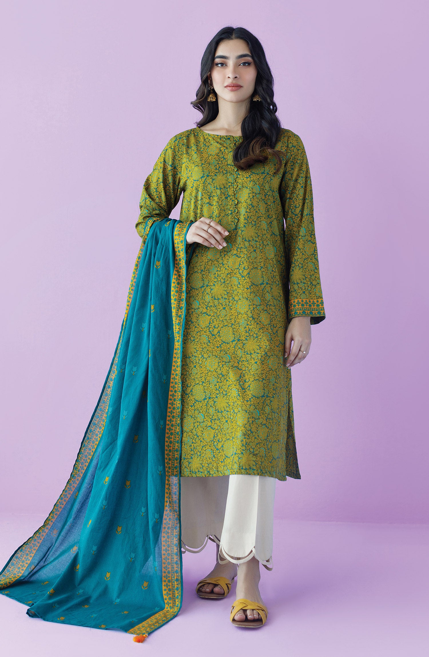 NRDS-23-122/U GREEN LAWN  UNSTITCHED SHIRT DUPATTA