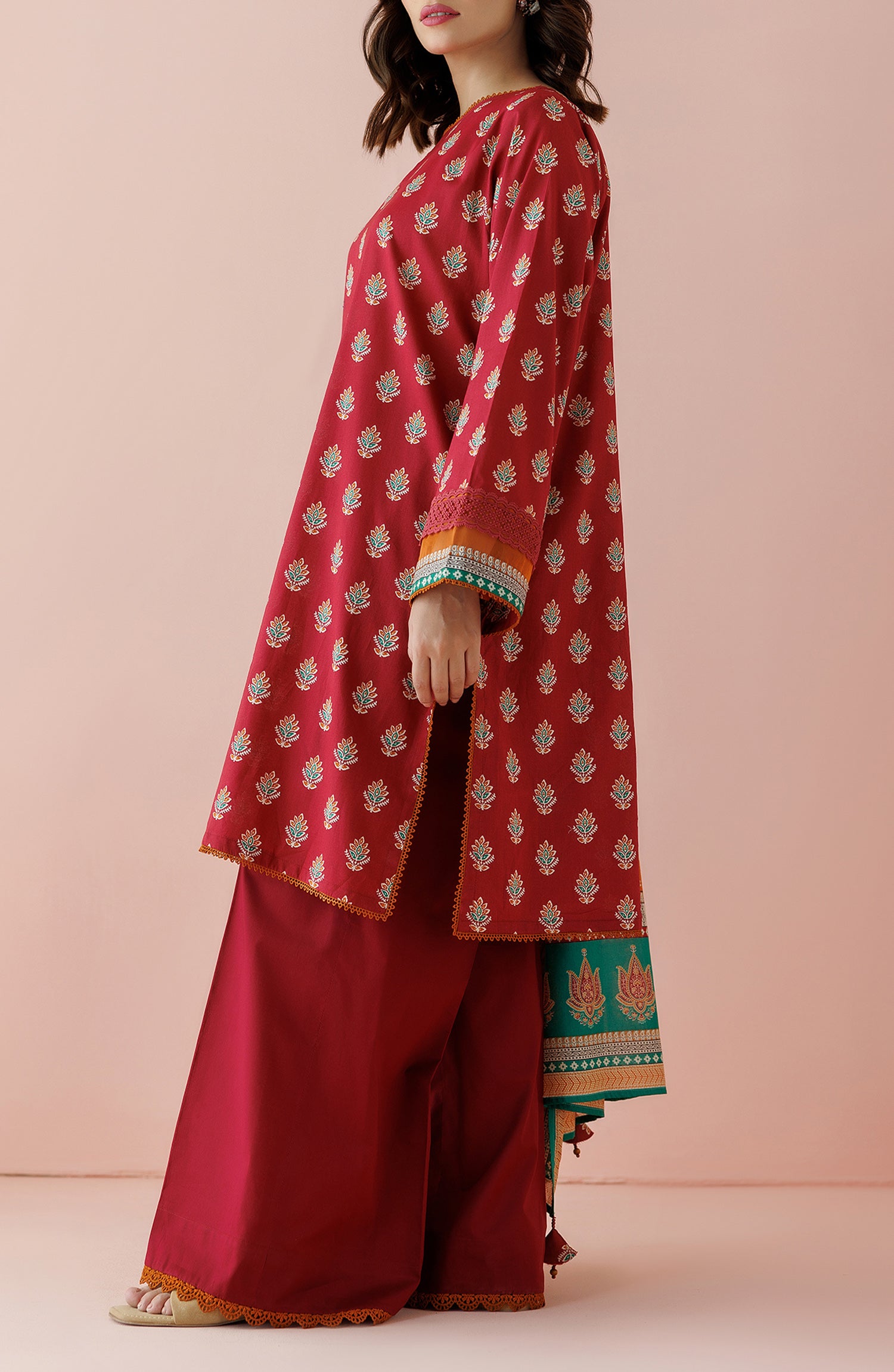 OTL-24-211/S RED LAWN Women READY TO WEAR SHIRT DUPATTA PANTS