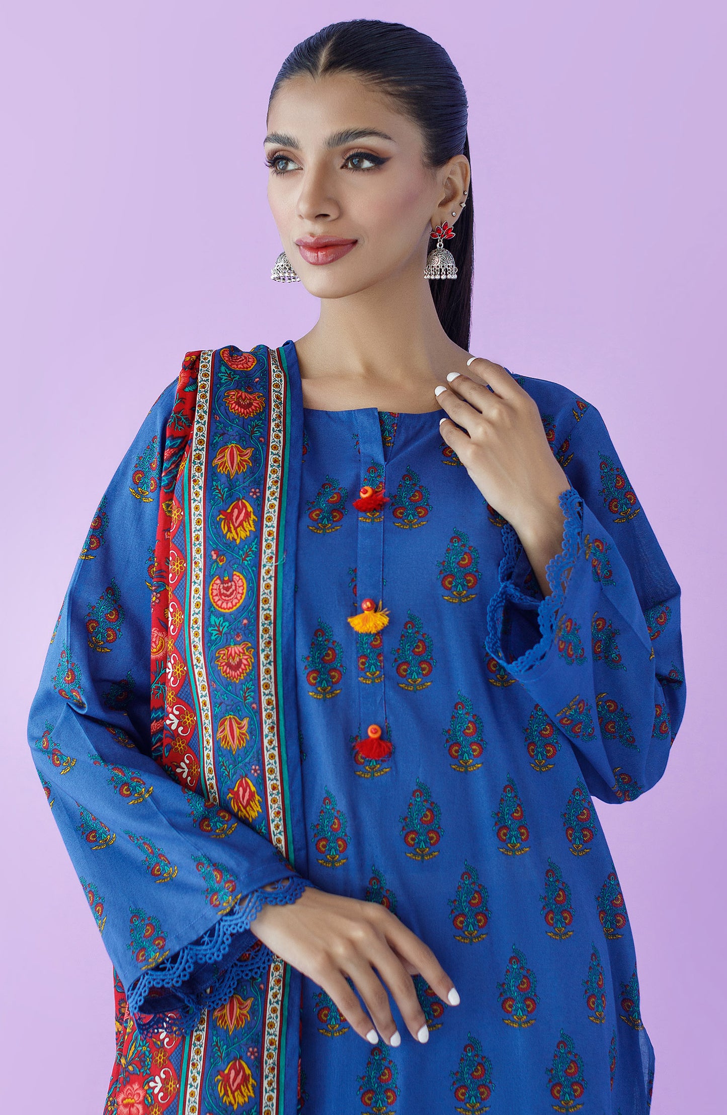 OTL-23-175/U BLUE LAWN  UNSTITCHED SHIRT DUPATTA PANTS