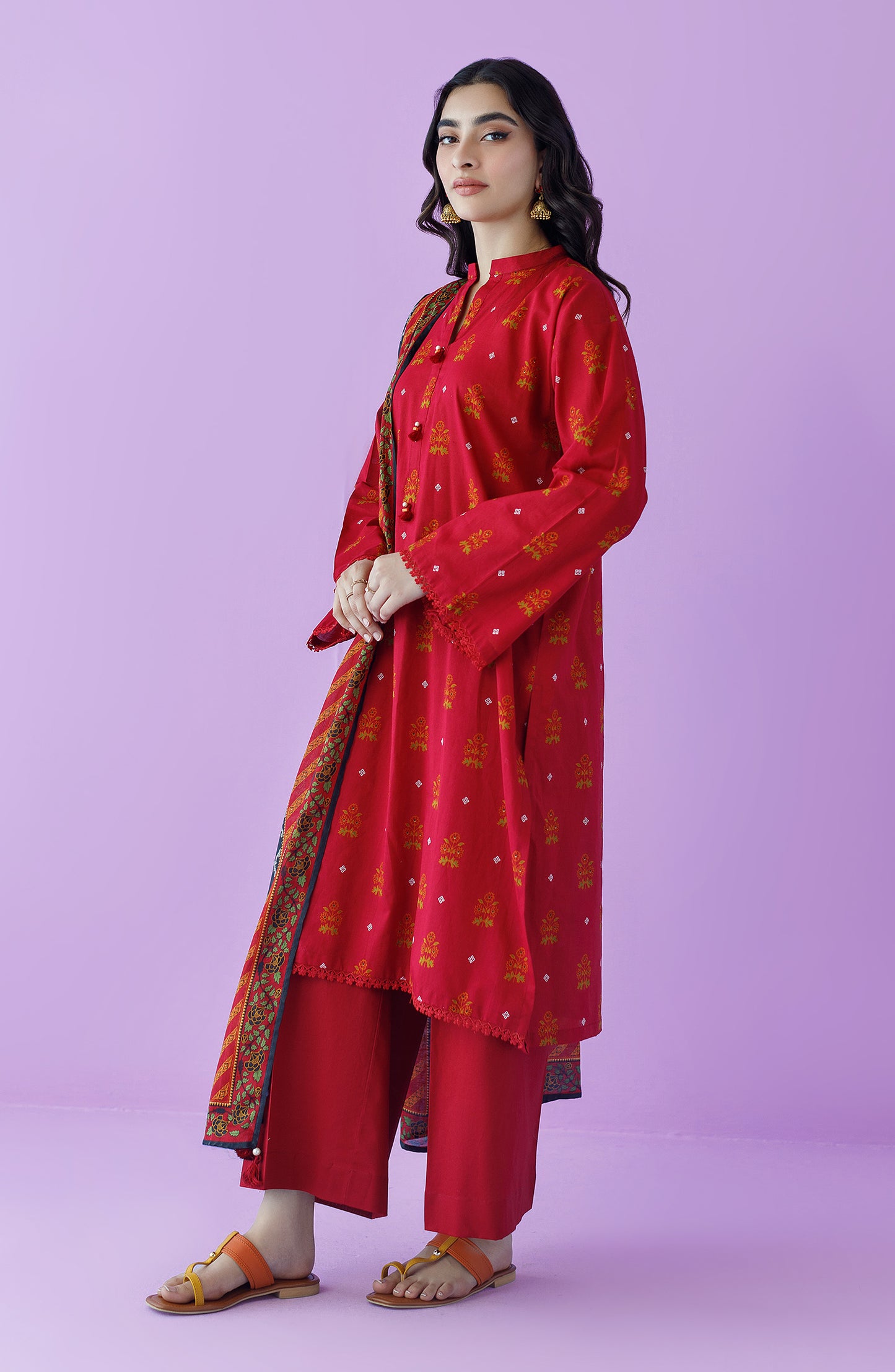 OTL-23-179/U MAROON LAWN  UNSTITCHED SHIRT DUPATTA PANTS