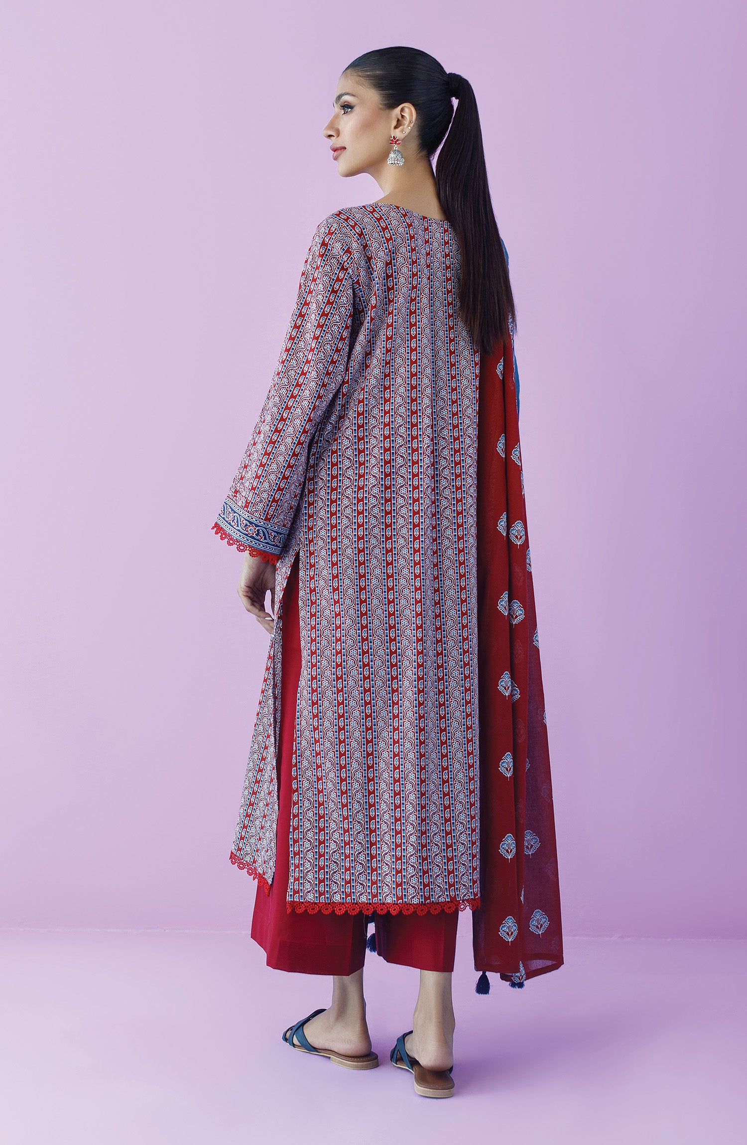 OTL-23-173/U MAROON LAWN  UNSTITCHED SHIRT DUPATTA PANTS