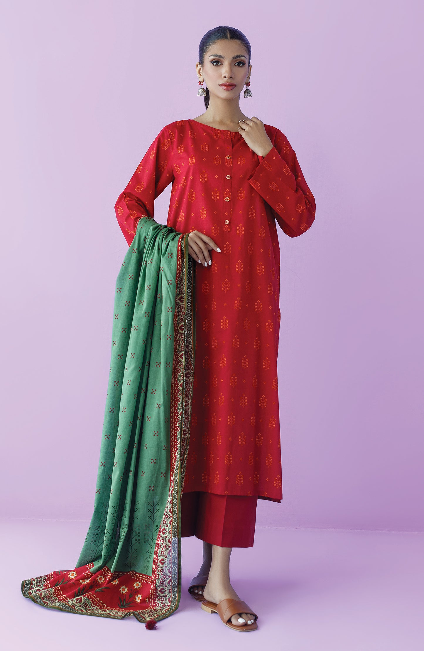 OTL-23-189/U MAROON LAWN  UNSTITCHED SHIRT DUPATTA PANTS