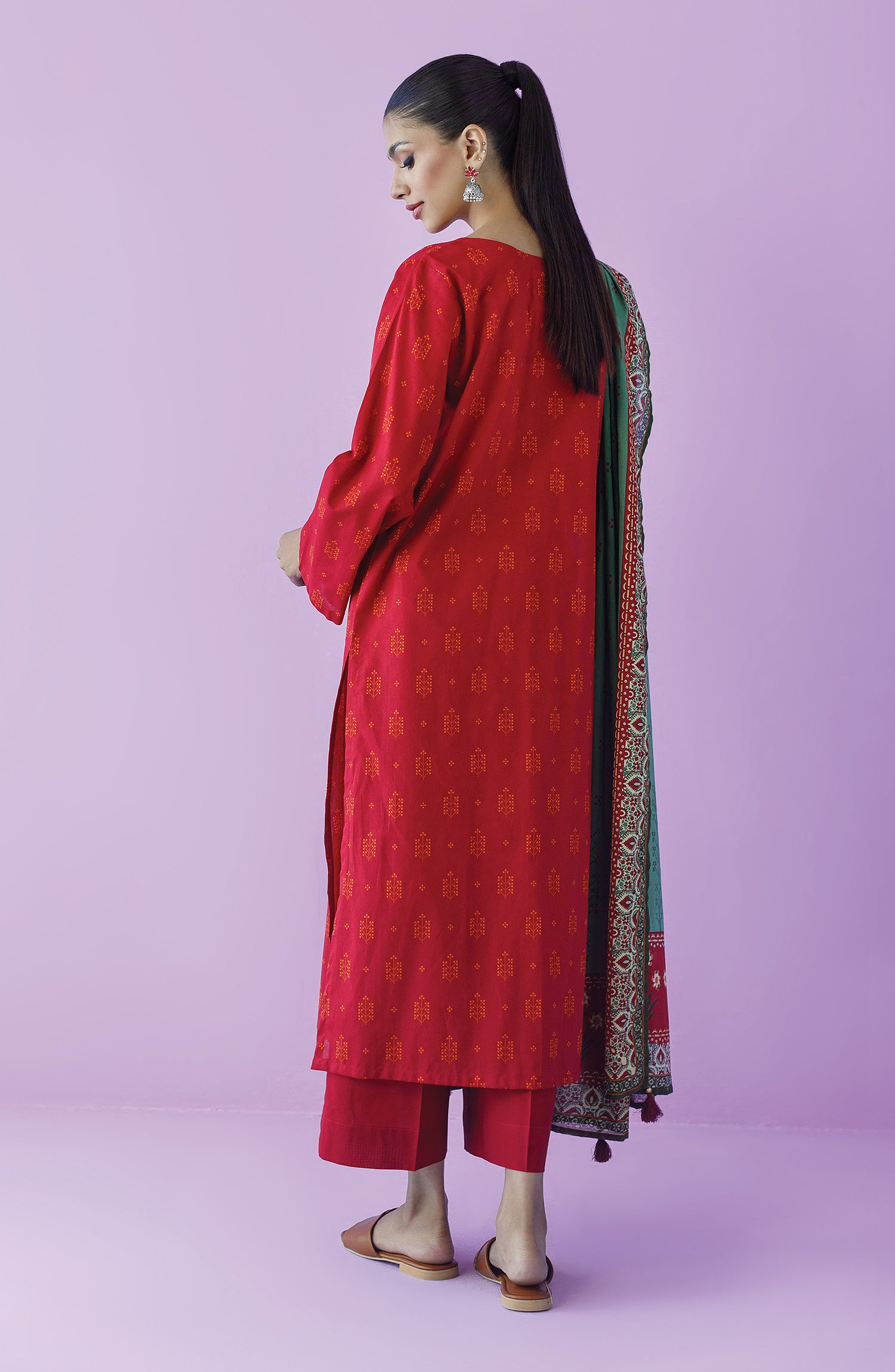 OTL-23-189/U MAROON LAWN  UNSTITCHED SHIRT DUPATTA PANTS