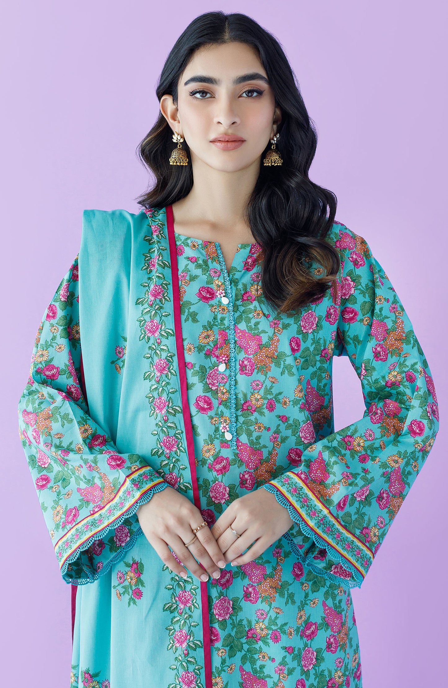 OTL-23-187/U TEAL LAWN  UNSTITCHED SHIRT DUPATTA PANTS