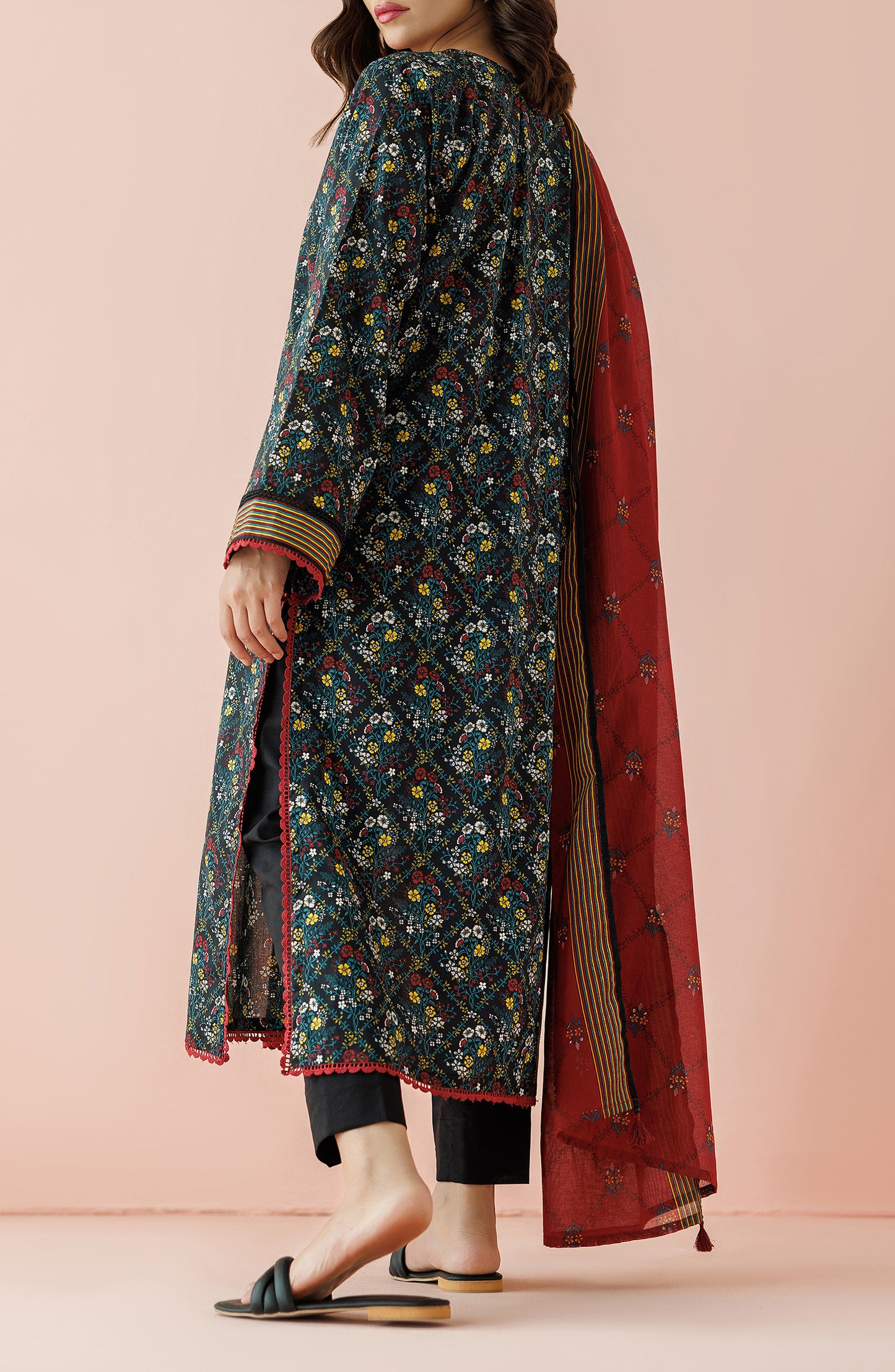 OTL-24-236/S BLACK LAWN Women READY TO WEAR SHIRT DUPATTA PANTS