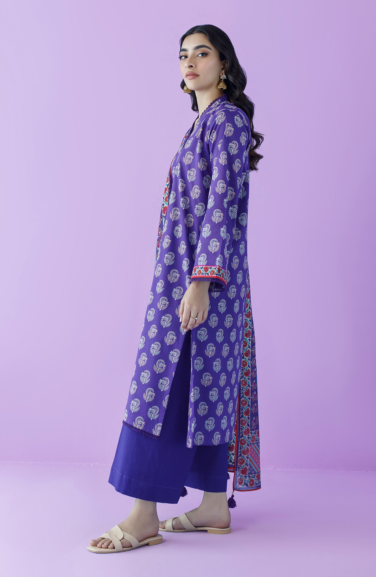 OTL-23-181/U PURPLE LAWN  UNSTITCHED SHIRT DUPATTA PANTS