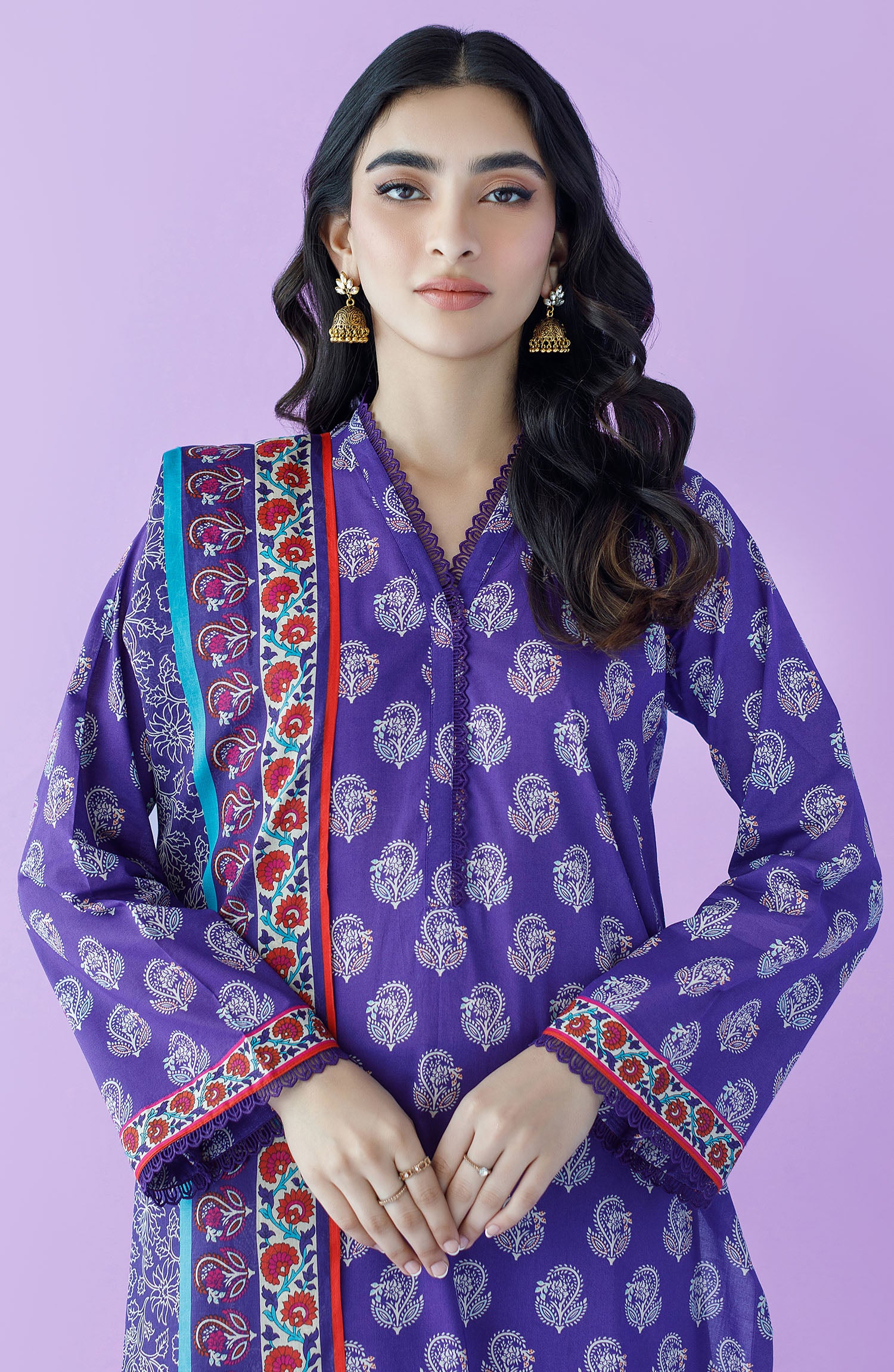 OTL-23-181/U PURPLE LAWN  UNSTITCHED SHIRT DUPATTA PANTS