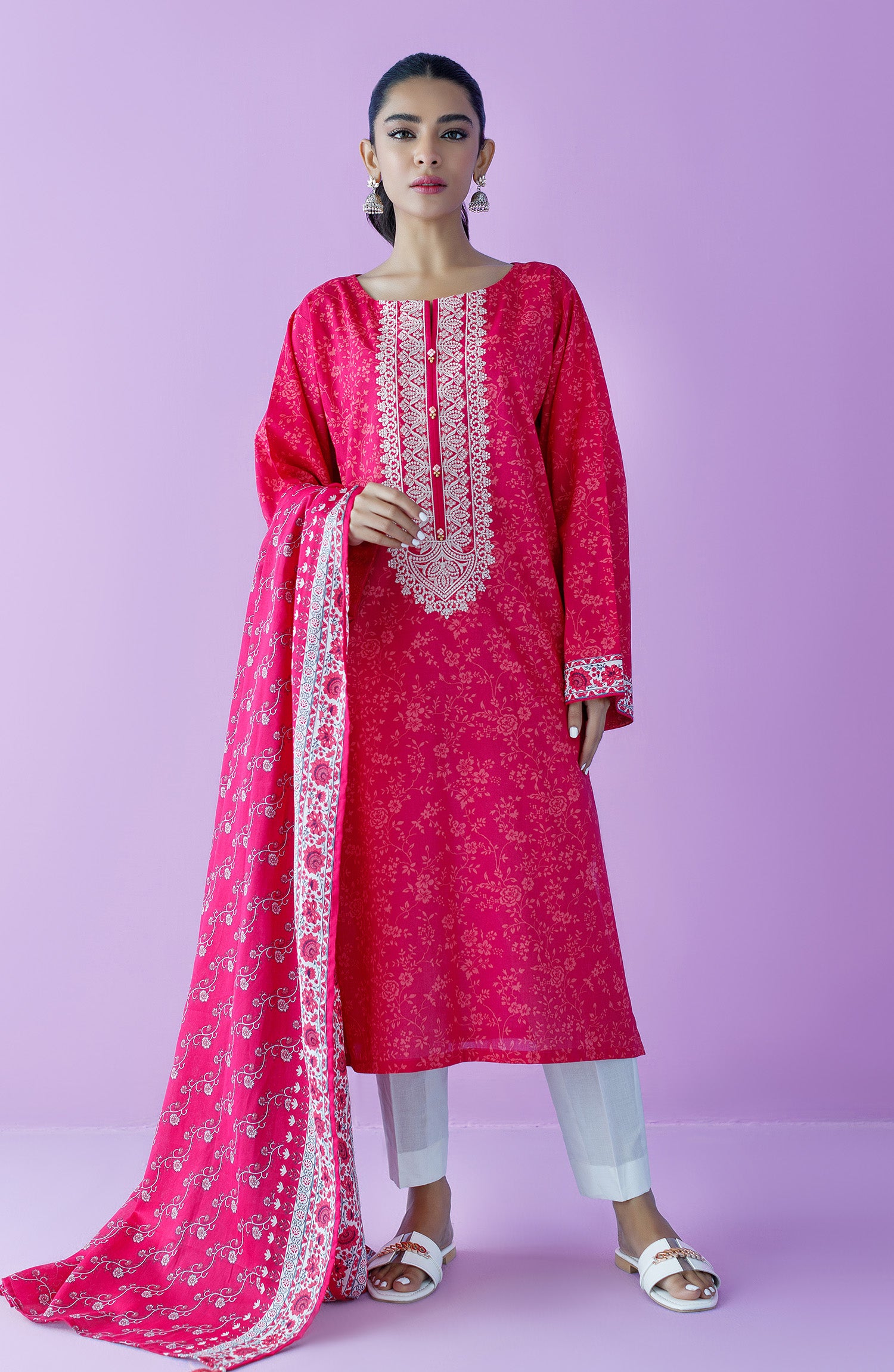 NRDS-23-058/S PINK LAWN  READY TO WEAR SHIRT DUPATTA