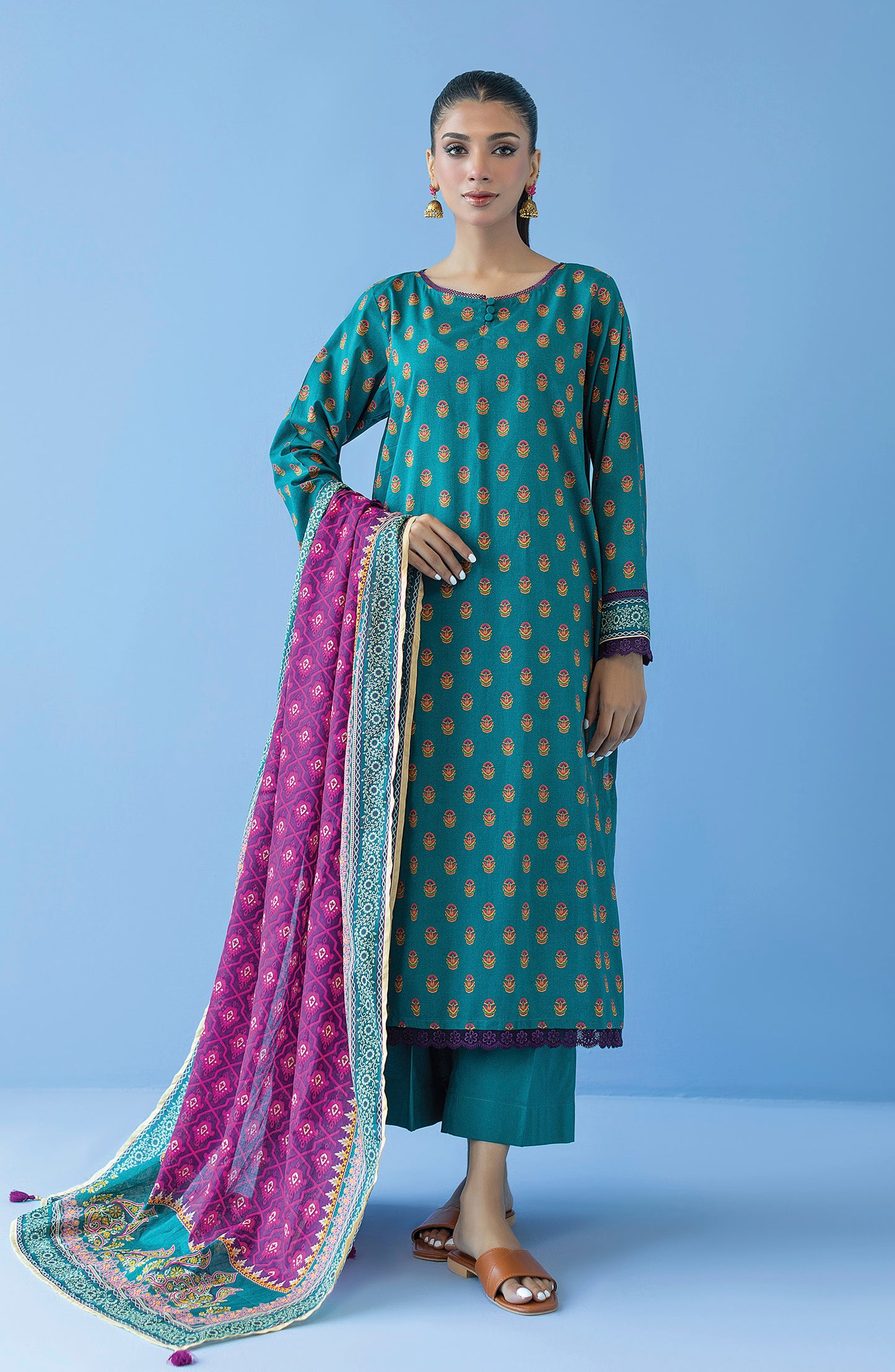 OTL-23-217/U GREEN LAWN  UNSTITCHED SHIRT DUPATTA PANTS