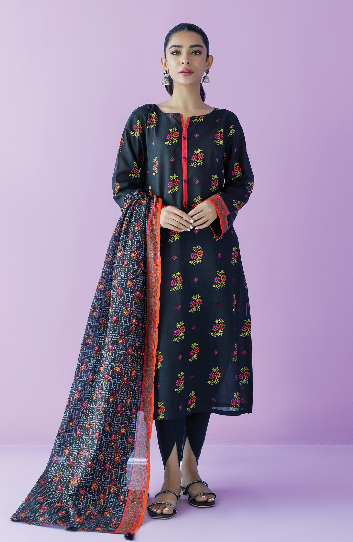 OTL-23-154/S BLACK LAWN  READY TO WEAR SHIRT DUPATTA PANTS