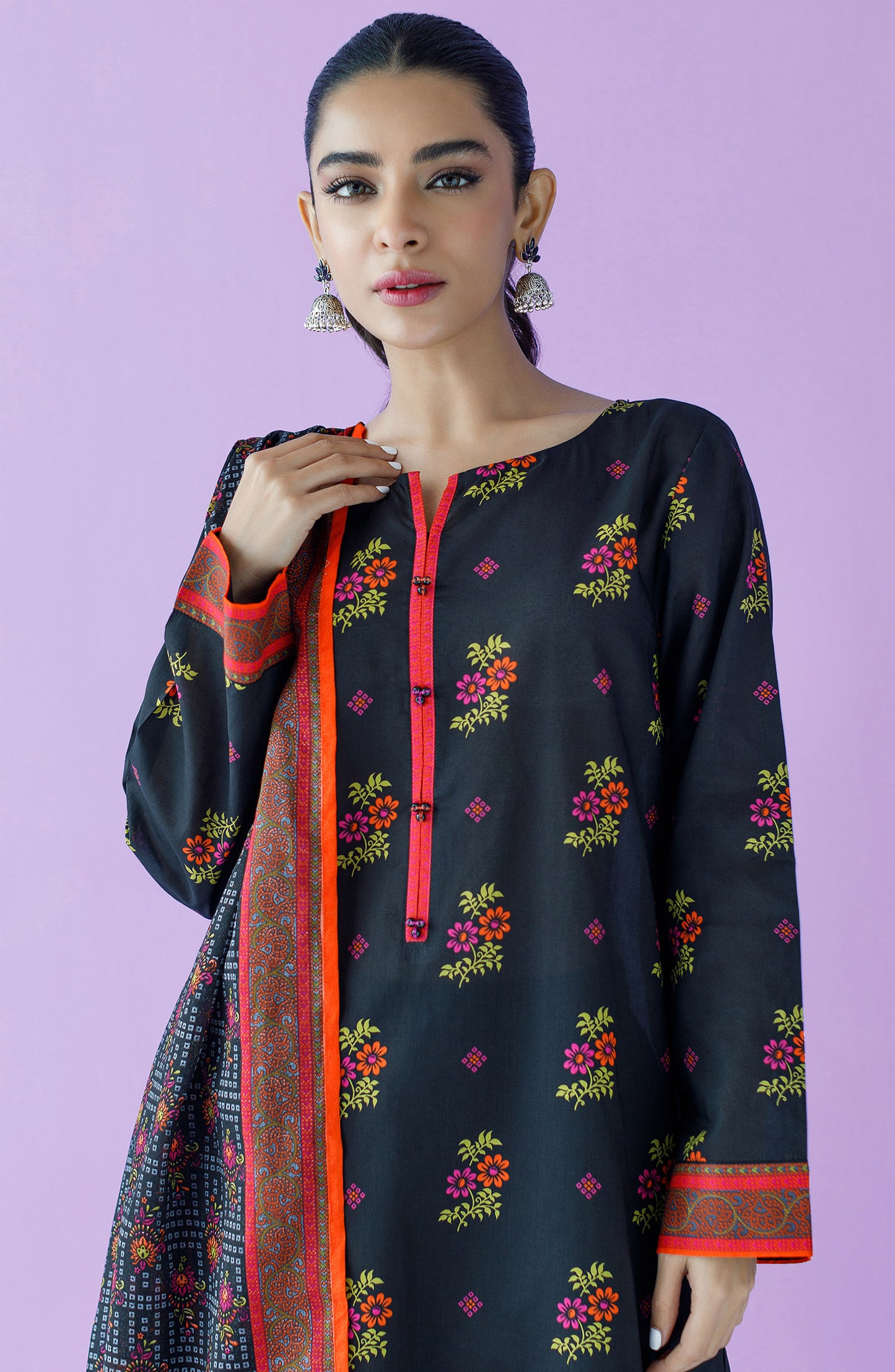 OTL-23-154/S BLACK LAWN  READY TO WEAR SHIRT DUPATTA PANTS