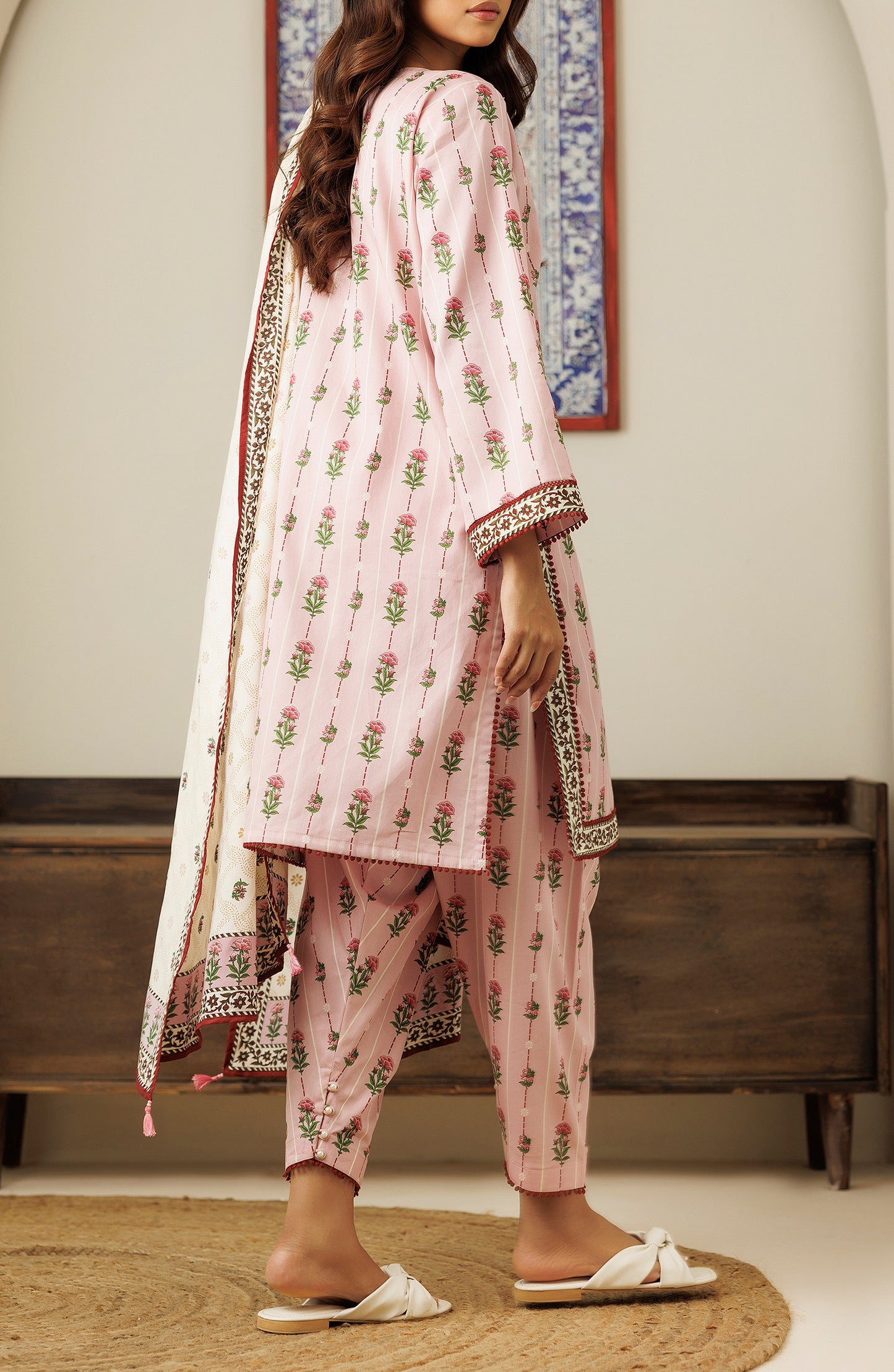 OTL-24-453/U PINK COTTEL Women UNSTITCHED SHIRT DUPATTA PANTS