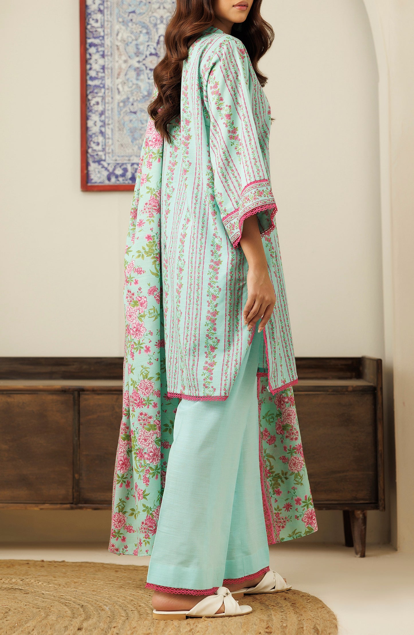 OTL-24-117/U SEA GREEN KHADDAR Women UNSTITCHED SHIRT DUPATTA PANTS