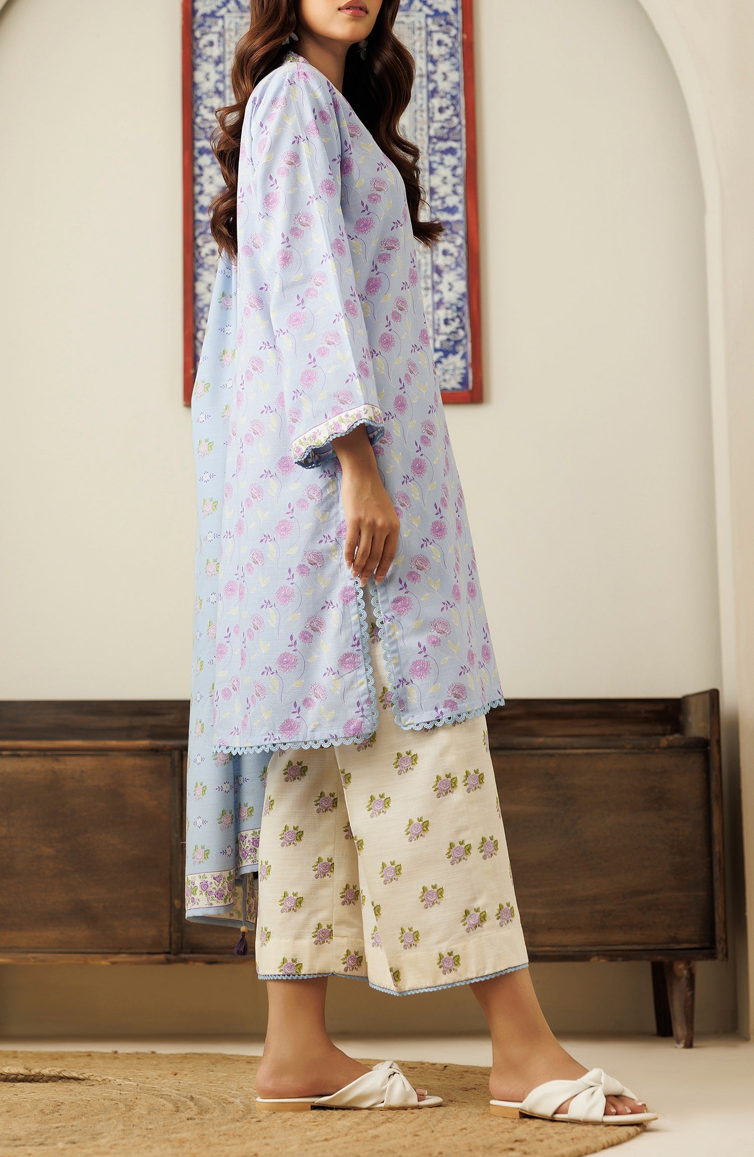 OTL-24-389/U SKY BLUE KHADDAR Women UNSTITCHED SHIRT DUPATTA PANTS