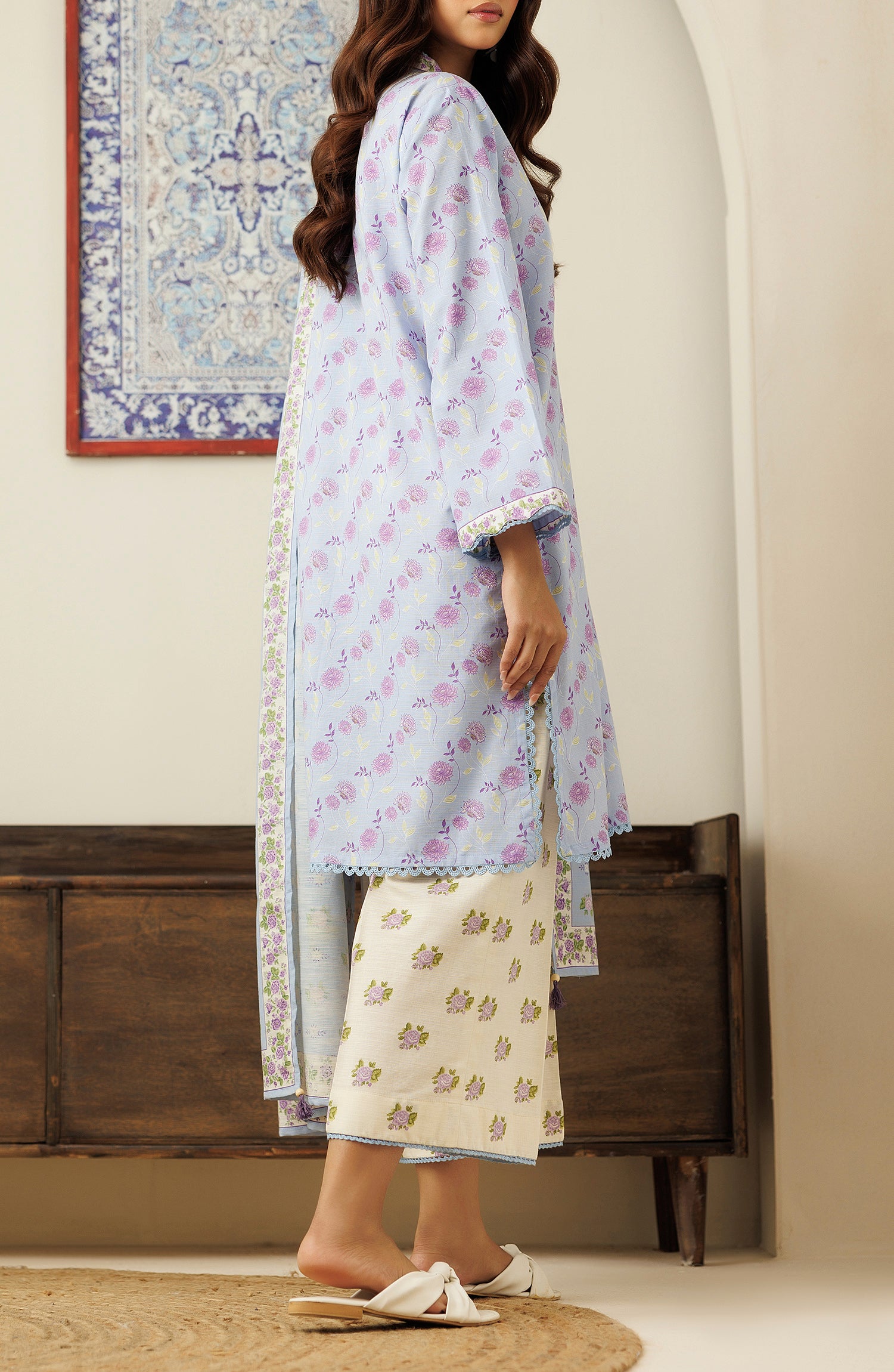 OTL-24-389/U SKY BLUE KHADDAR Women UNSTITCHED SHIRT DUPATTA PANTS