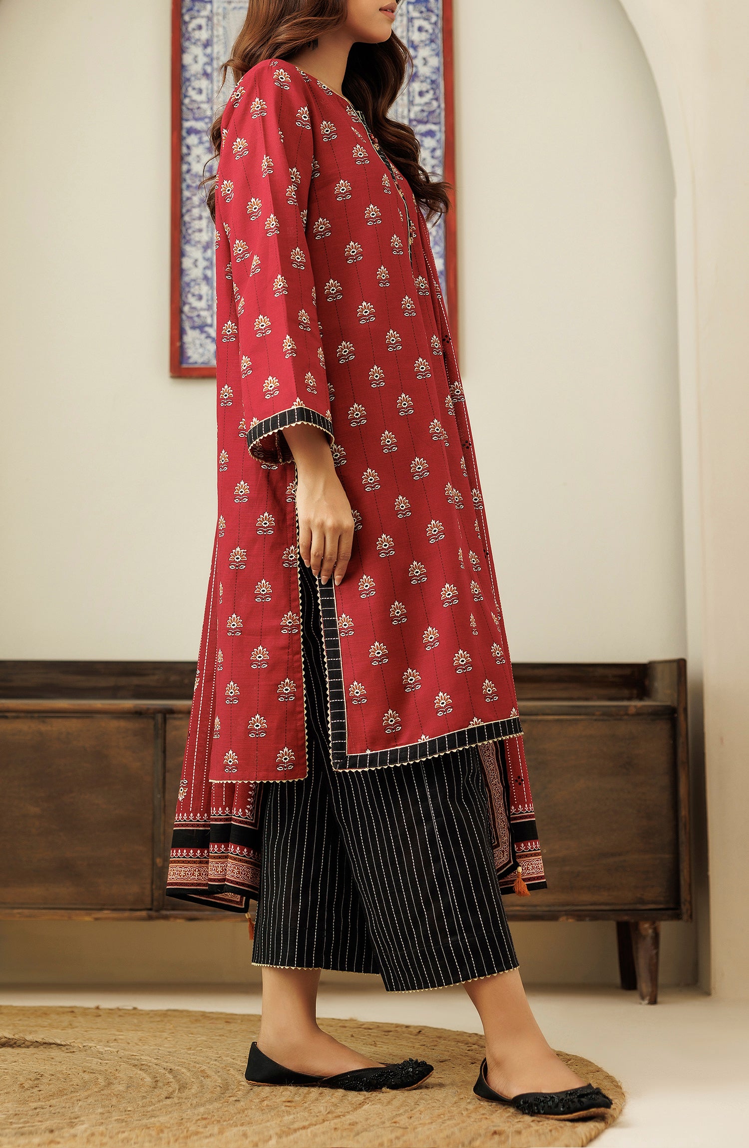 OTL-24-380/U MAROON KHADDAR Women UNSTITCHED SHIRT DUPATTA PANTS